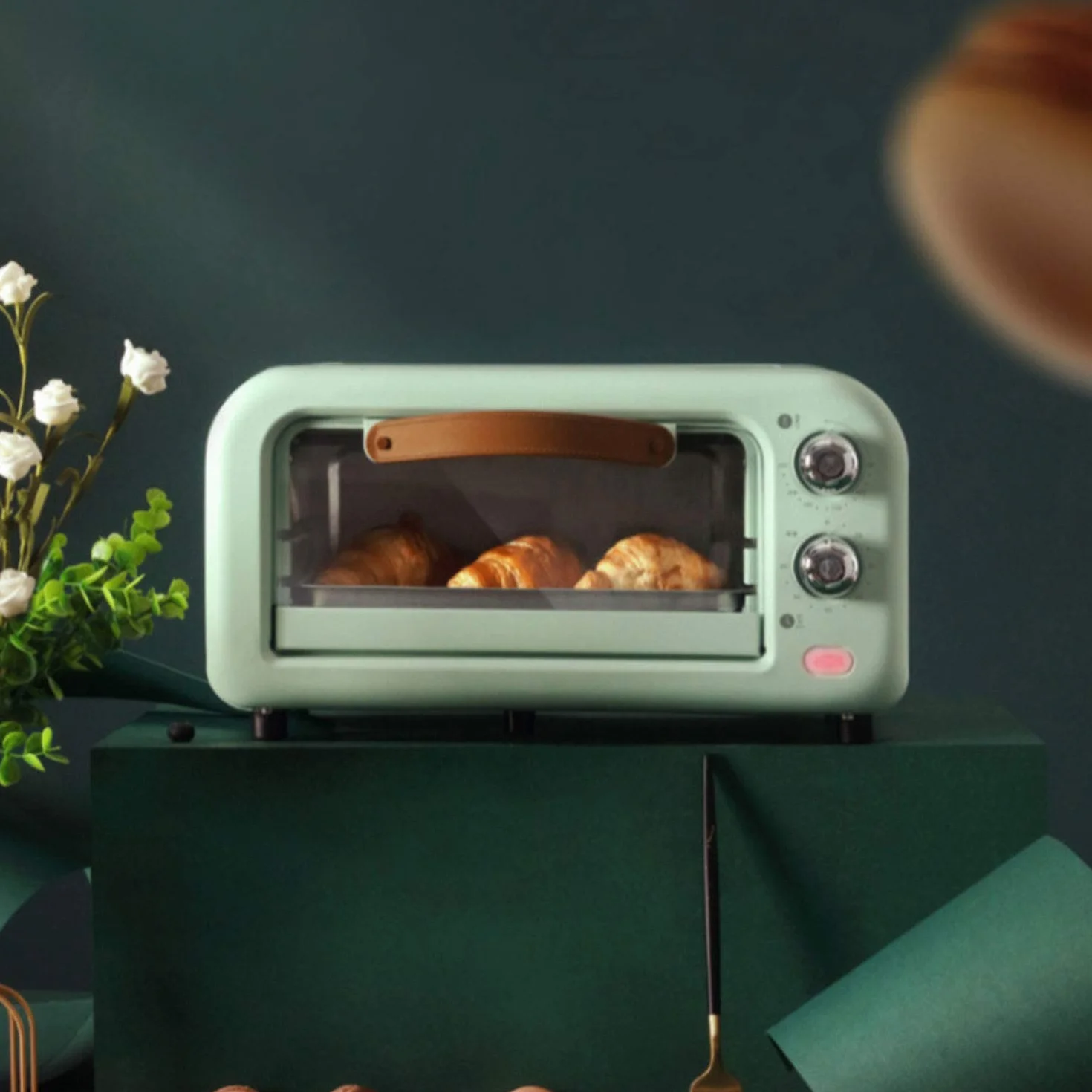 Mini piekarnik retro 12 l 800 W 90-230°C zielony