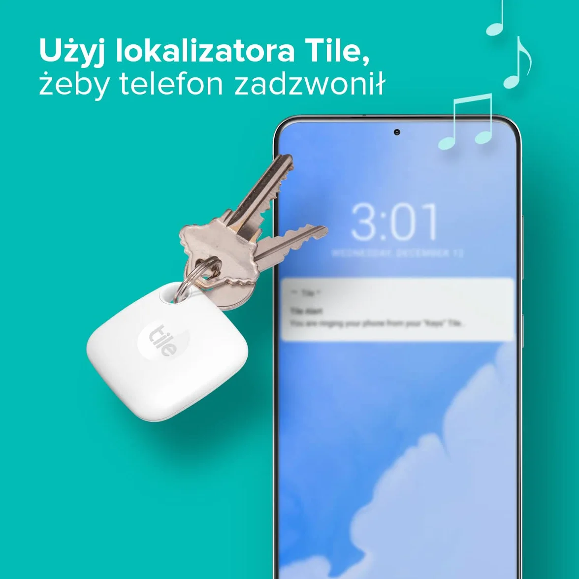 Tile Mate (2022) Lokalizator Bluetooth do znajdowania kluczy, toreb i innych przedmiotów, 1 Pak, zasieg 60m, aplikacja iOS i Android, Biala