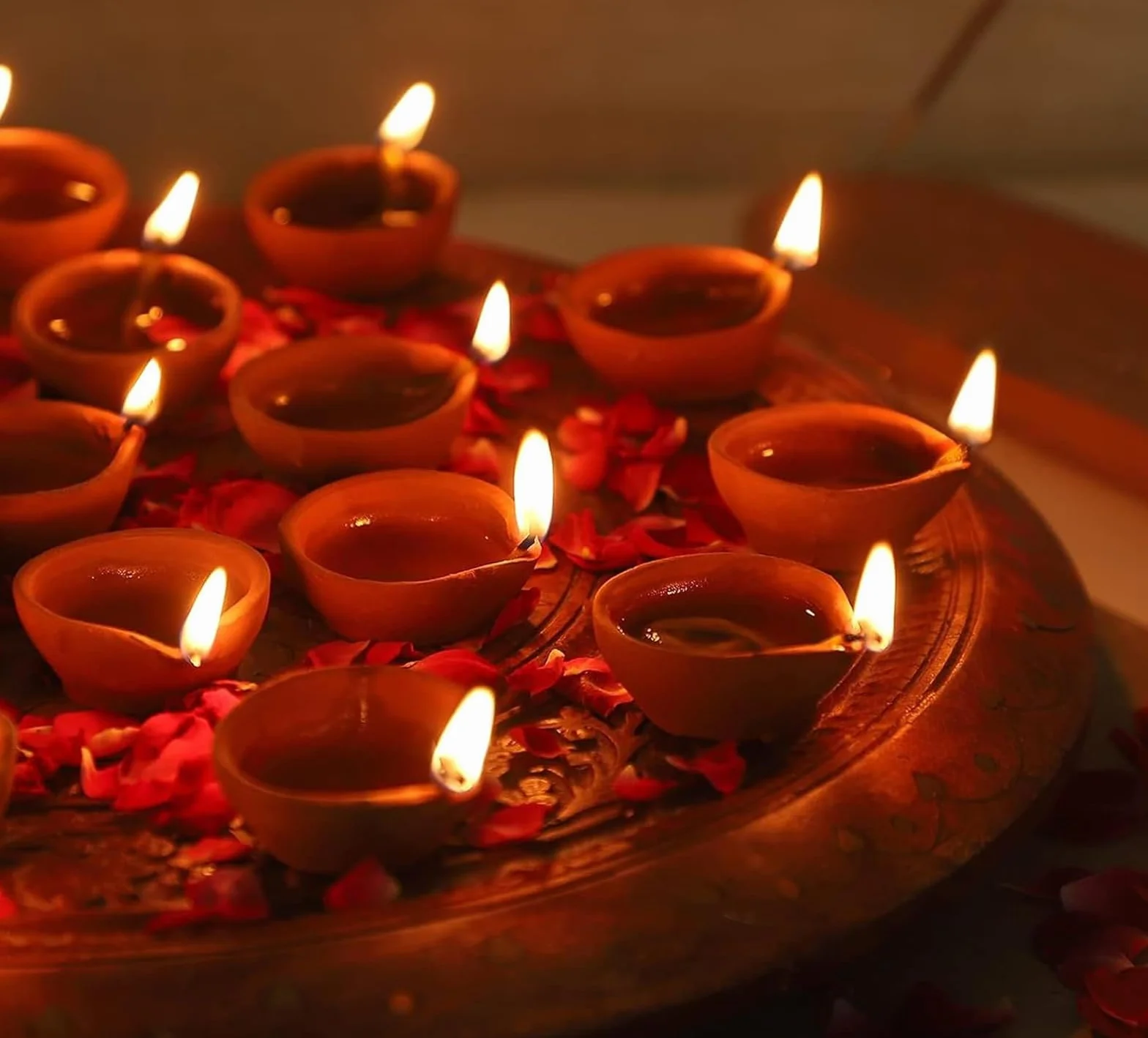 Zestaw Terracotta Diya 12 Szt. Puja Clay Earthen Oil Lamps