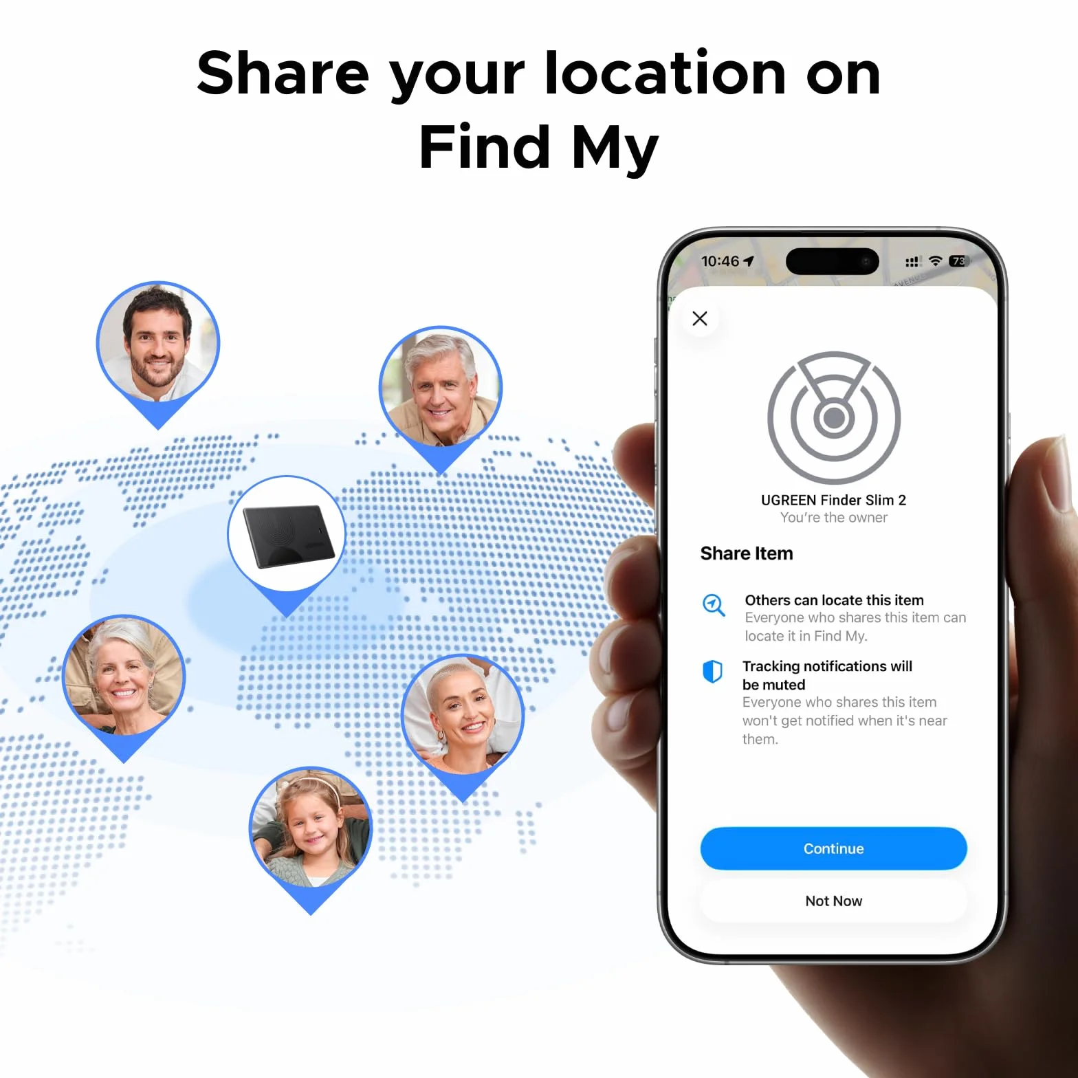 UGREEN FineTrack Slim obsługuje magnetyczne ładowanie bezprzewodowe, karta Bluetooth Tracker kompatybilna z Apple Find My (tylko iOS), lokalizator portfela z baterią wystarczającą na 1 rok