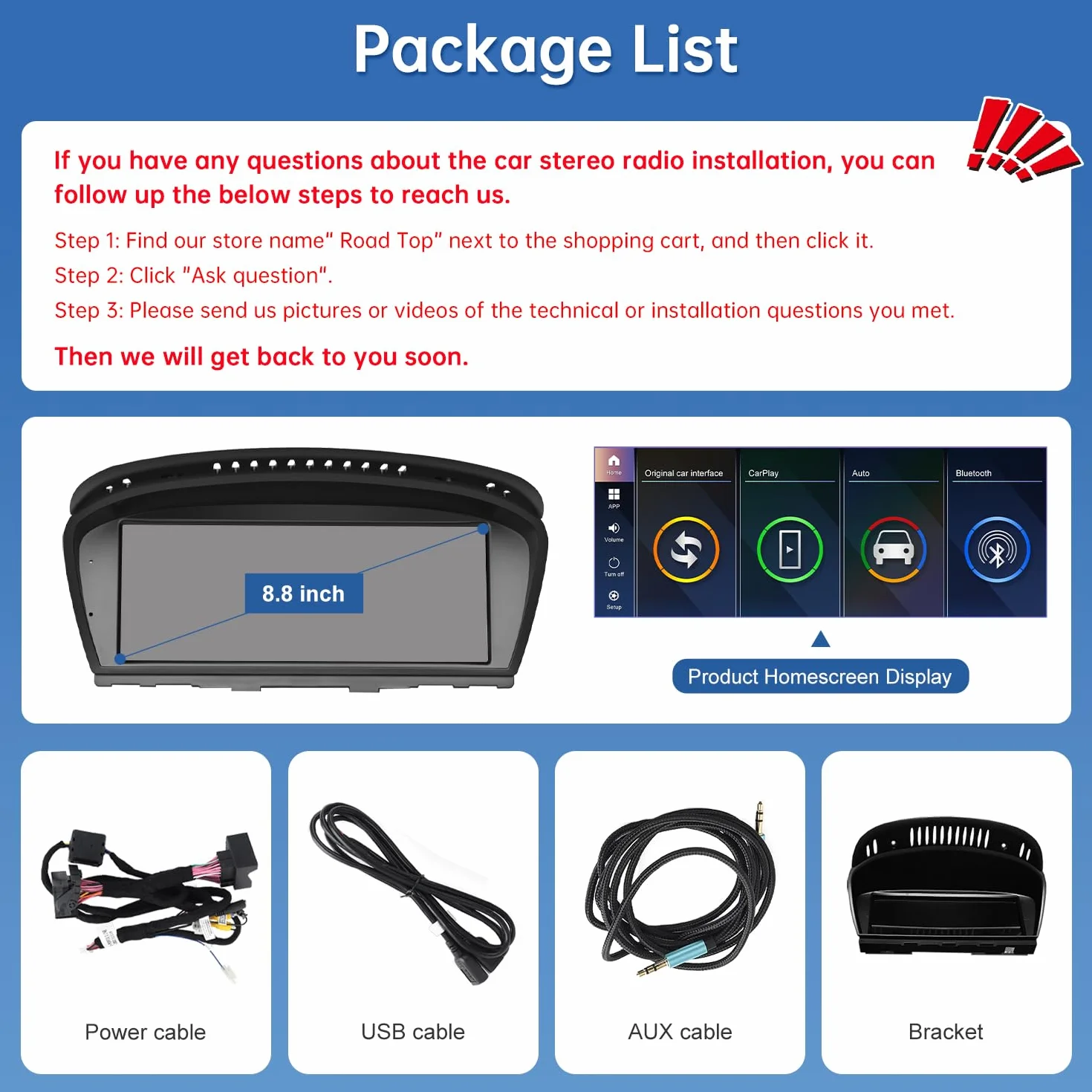Road Top Ekran CarPlay, 8.9 calowe radio samochodowe stereo dla BMW 3er 5er E90/E91/E92/E93/E60/E61 2008-2013 Jaar met CIC Systeem, radio samochodowe z wąską ramką dla CarPlay/Android Auto/MirrorLink