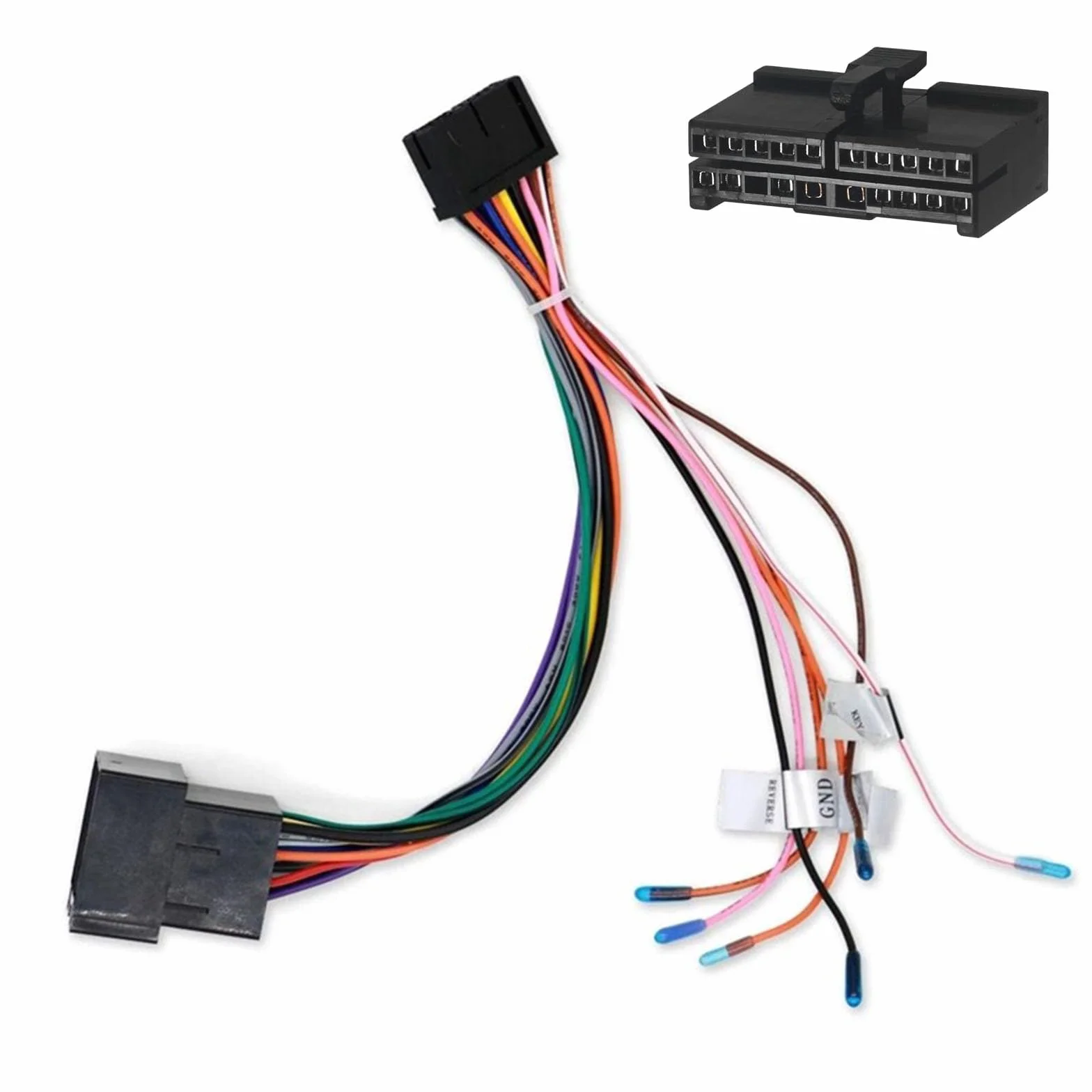 20-biegunowy adapter kablowy na ISO, standardowy adapter do wiązki kabli, adapter do radia samochodowego, 20-biegunowy adapter do radia samochodowego ISO, z przewodami sterującymi na kierownicy i