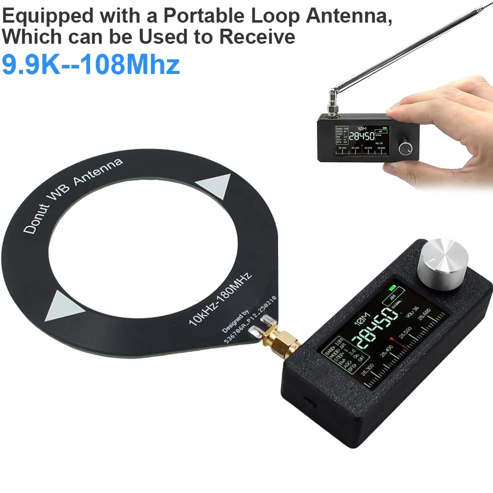 Mini radio Si4732, kieszonkowe radio 0,5-108 Mhz Si4732, sterowanie Esp 32-S3, z akumulatorem 800 Mah, 1,9-calowym wyświetlaczem IPS i przenośną anteną teleskopową, do transmisji AM, FM, LSB i