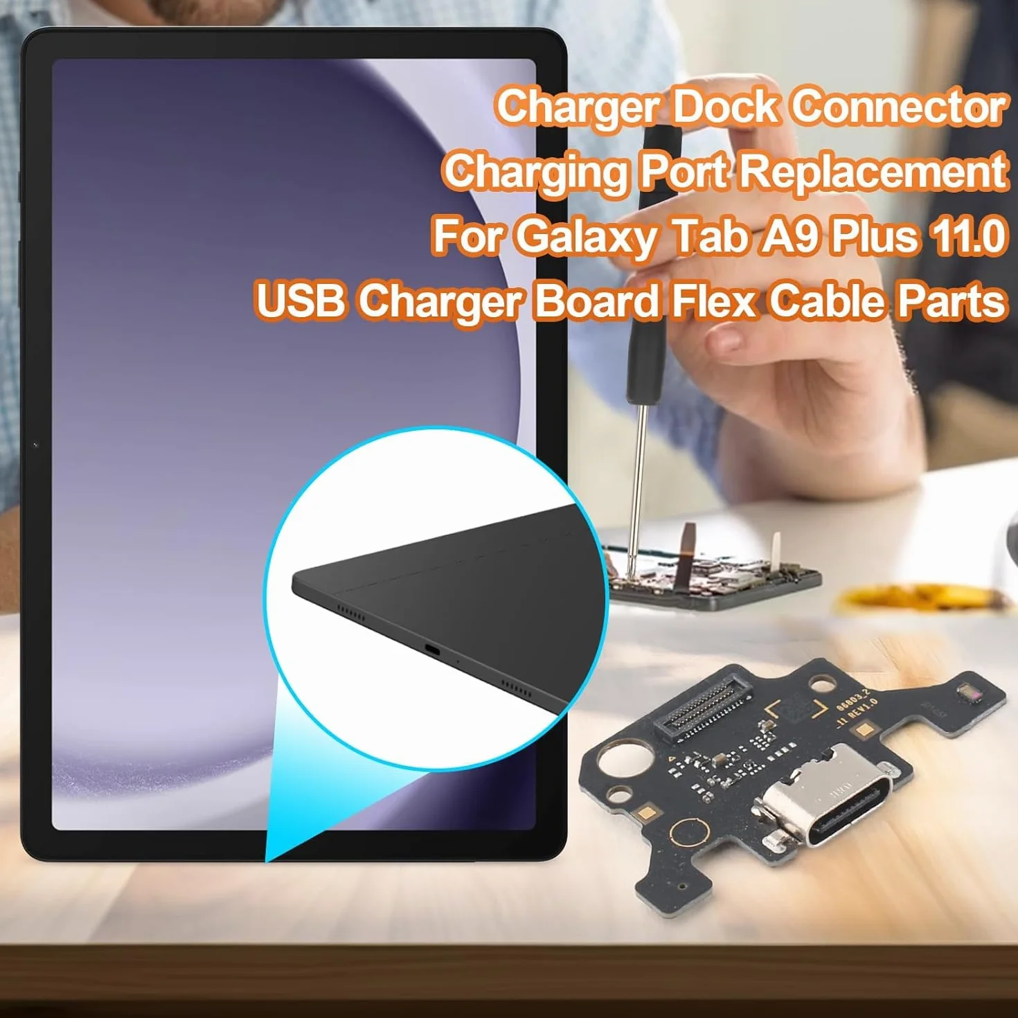11,0'' gniazdo ładowania do Samsung Galaxy Tab A9+ A9 Plus SM-X210 SM-X215 SM-X216B X210N Dock Connector Port Charger Ładowarka Port Mikrofon Audio Jack Flex kabel + narzędzie