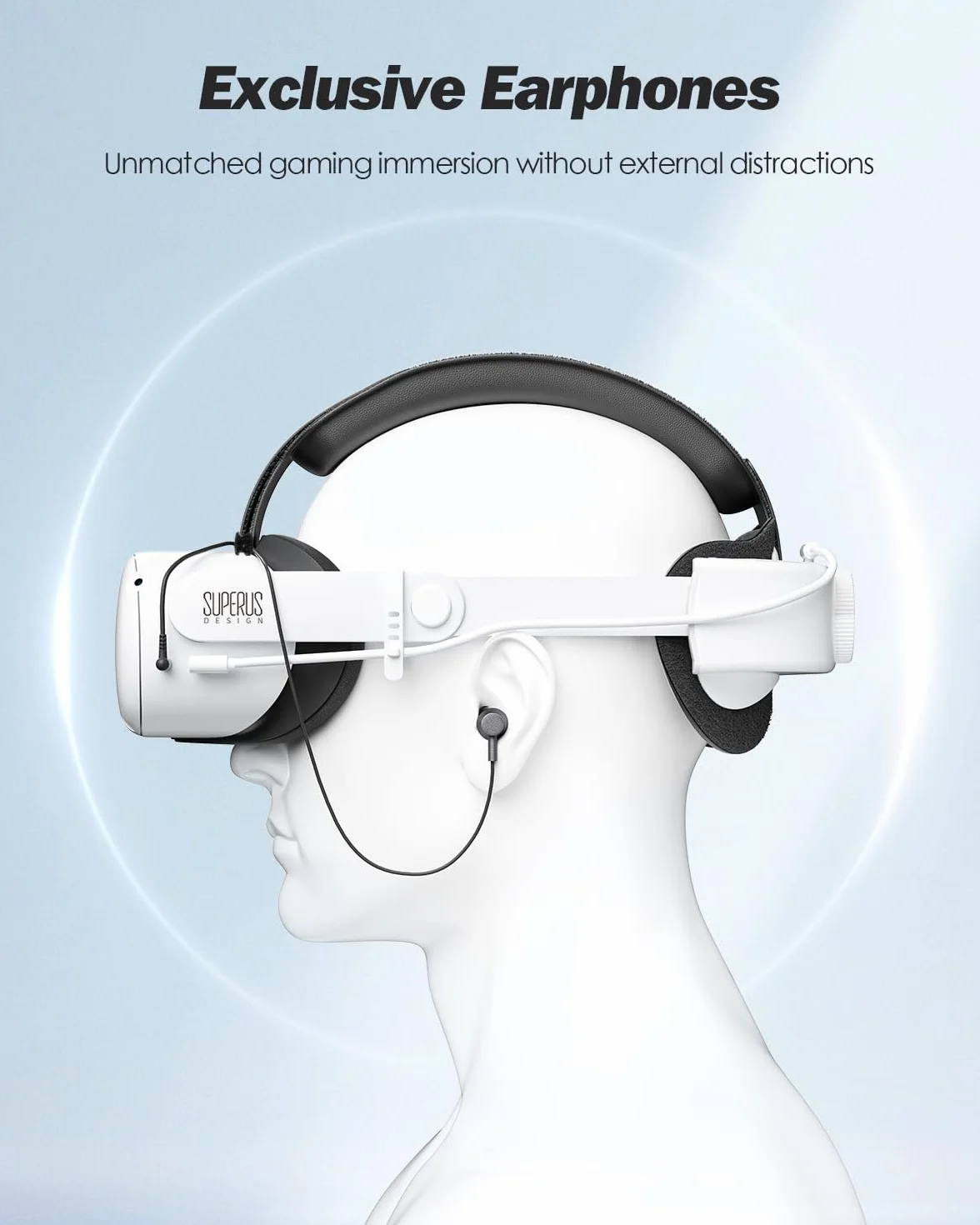 SUPERUS Regulowany Pasek na Głowę Baterii dla Quest 2 ze Słuchawkami, Akcesoria Zastępcze do Meta/Oculus Quest 2