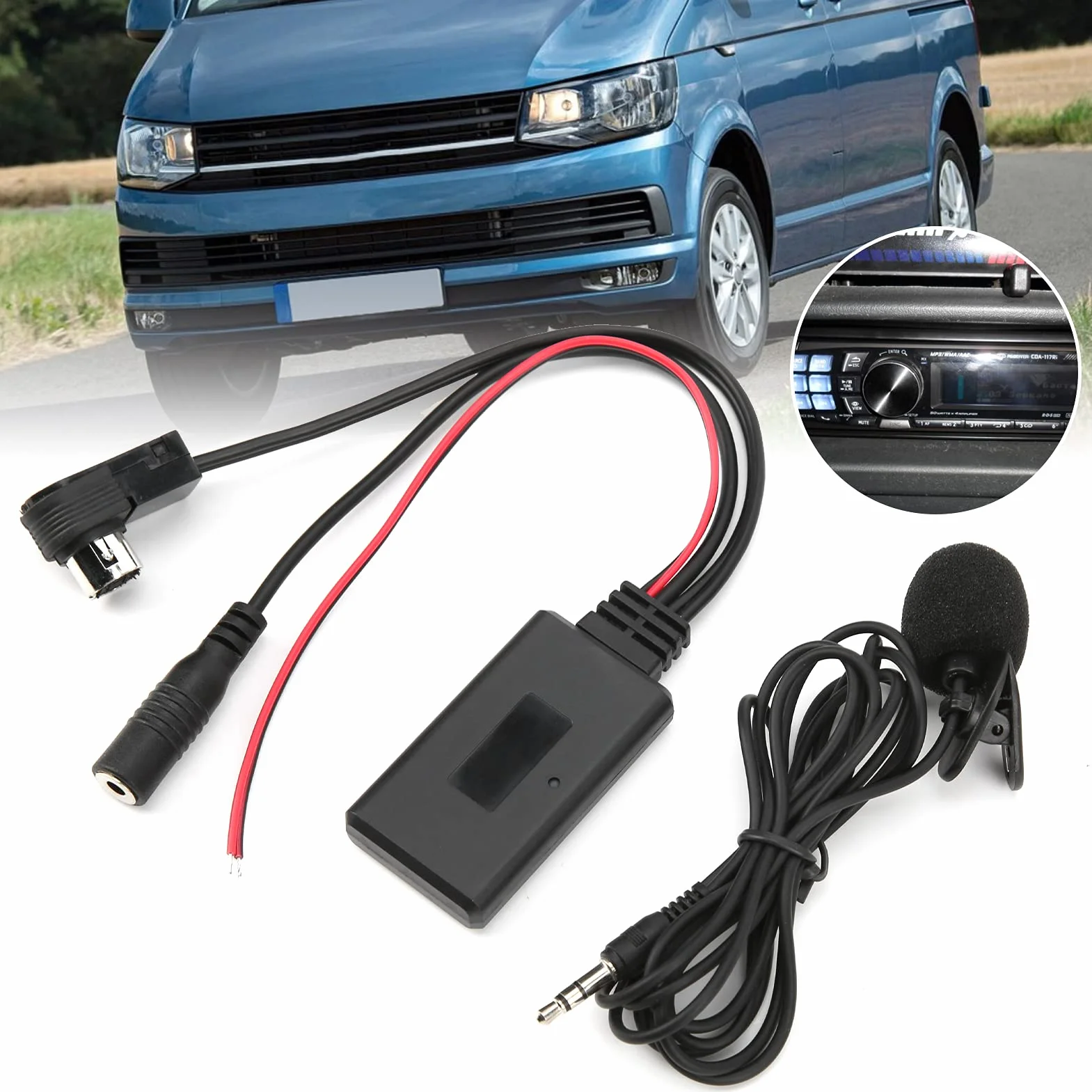 Akozon Adapter Bluetooth AUX, Samochodowy Kabel AUX Bluetooth 5.0 z Mikrofonem Pasuje do Alpine KCA-121B AI-NET CDA-9857 CDA-9886 CDA-117