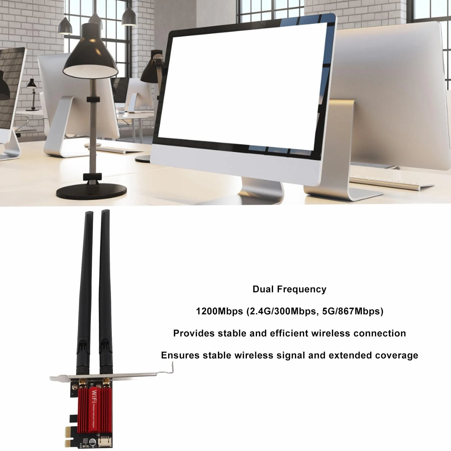 Bezprzewodowa Karta Sieciowa PCI-E Desktop PC, 1200 Mb/s 7260AC Pro 2.4G/5G Dwuzakresowa Karta Wi-Fi Bluetooth 4.0 dla Systemu 7/8/10/11.