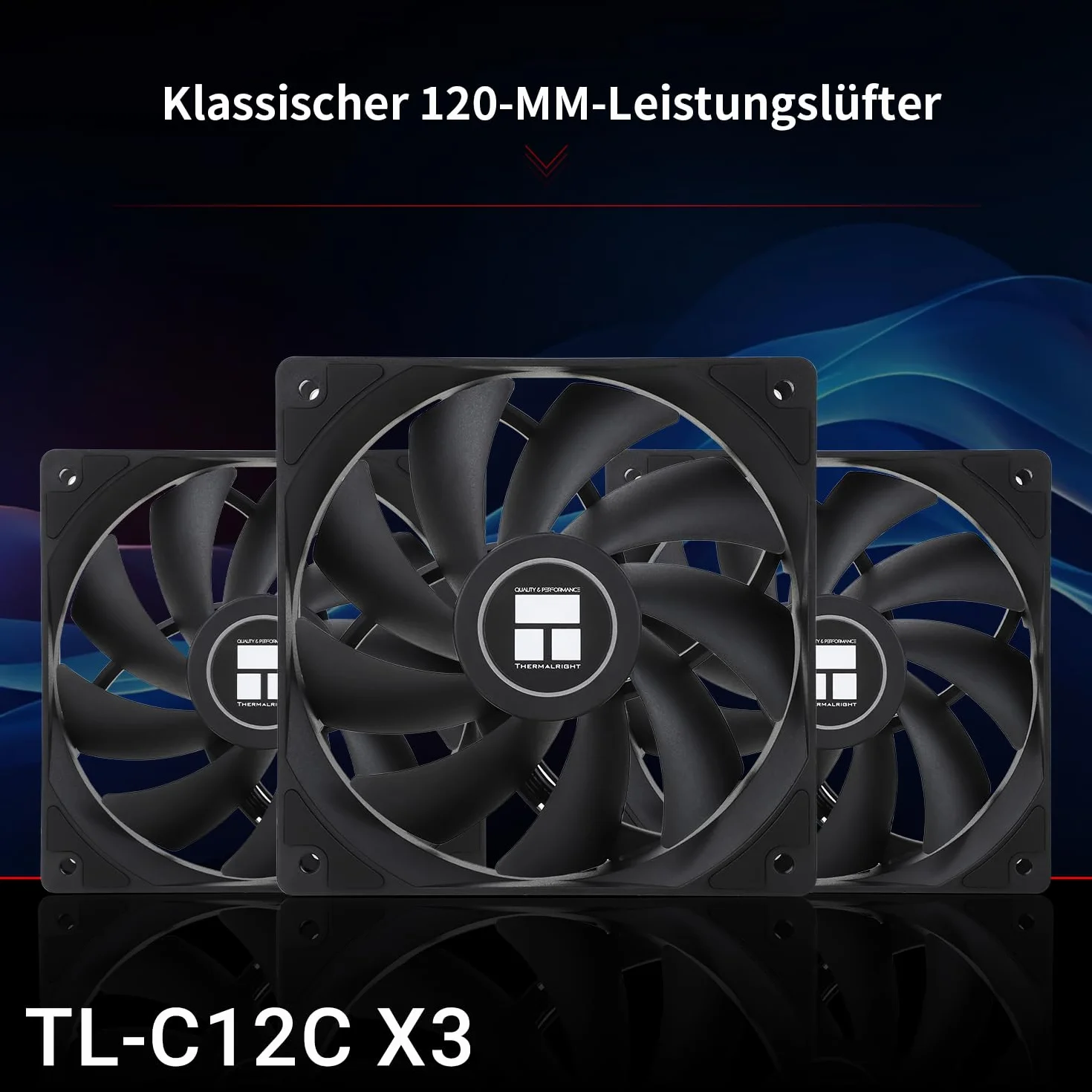 TR-Thermalright TL-C12C X3 120 mm CPU PWM Lüfter, 1550 obr./min ciche chłodzenie, Schwarzer CPU-Lüfter 3er-Pack, Kann mit Podwozie/CPU-Kühler gekoppelt werden