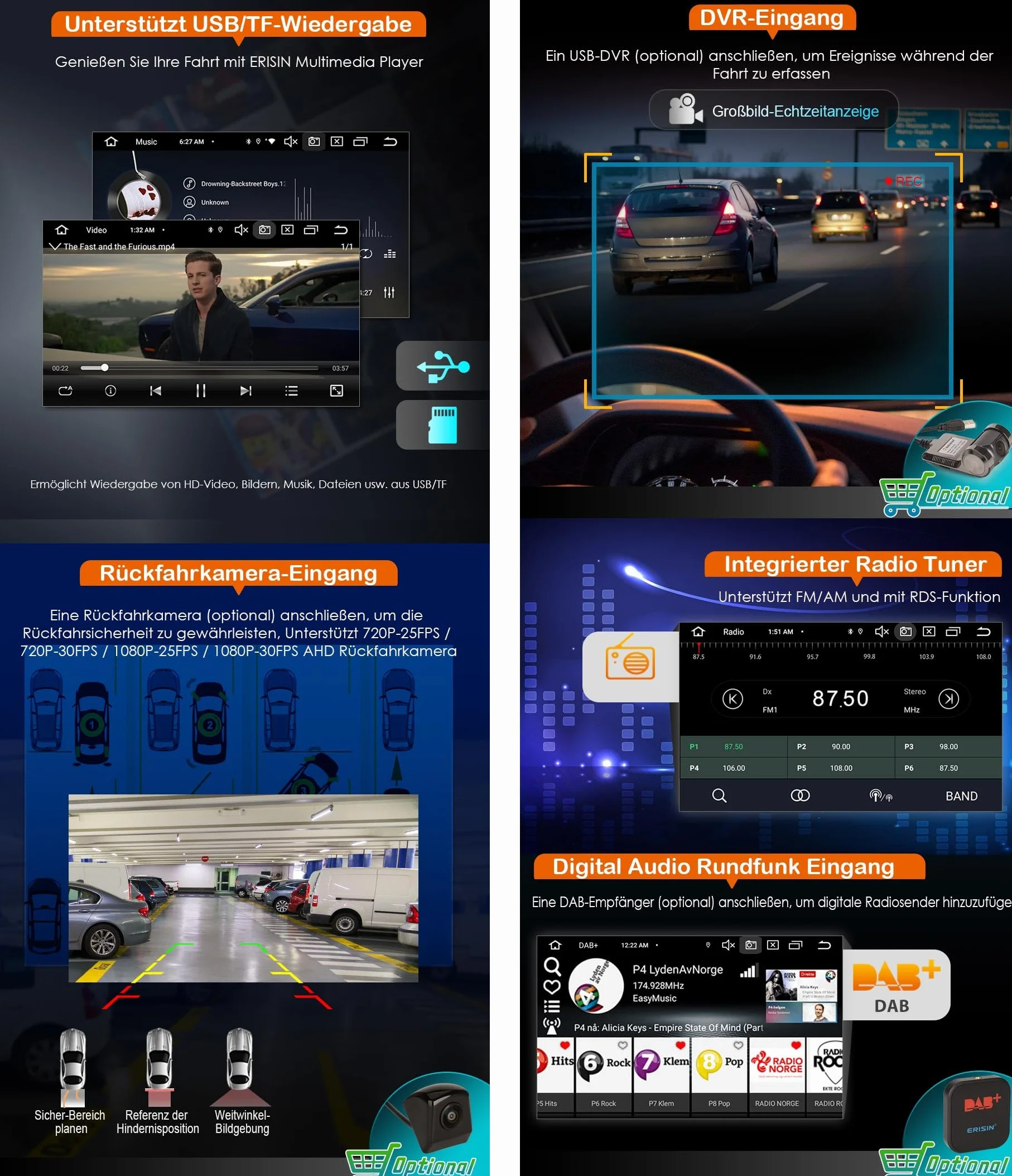 Erisin 8-rdzeniowy 4 GB 64 GB Android 14 radio samochodowe z nawigacją GPS do Skoda Octavia Superb Fabia Combi Roomster Yeti CarPlay 9-calowy ekran dotykowy WiFi DSP DAB+ SWC Canbus