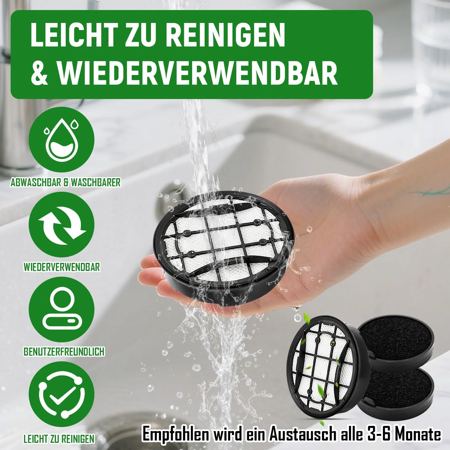 3 sztuki filtrów zamiennych do odkurzacza akumulatorowego Philips serii 7000 i 8000, filtr nadający się do prania, akcesoria kompatybilne z Philips XC7053 XC7055 XC7057 XC8055 XC8057 XC8057