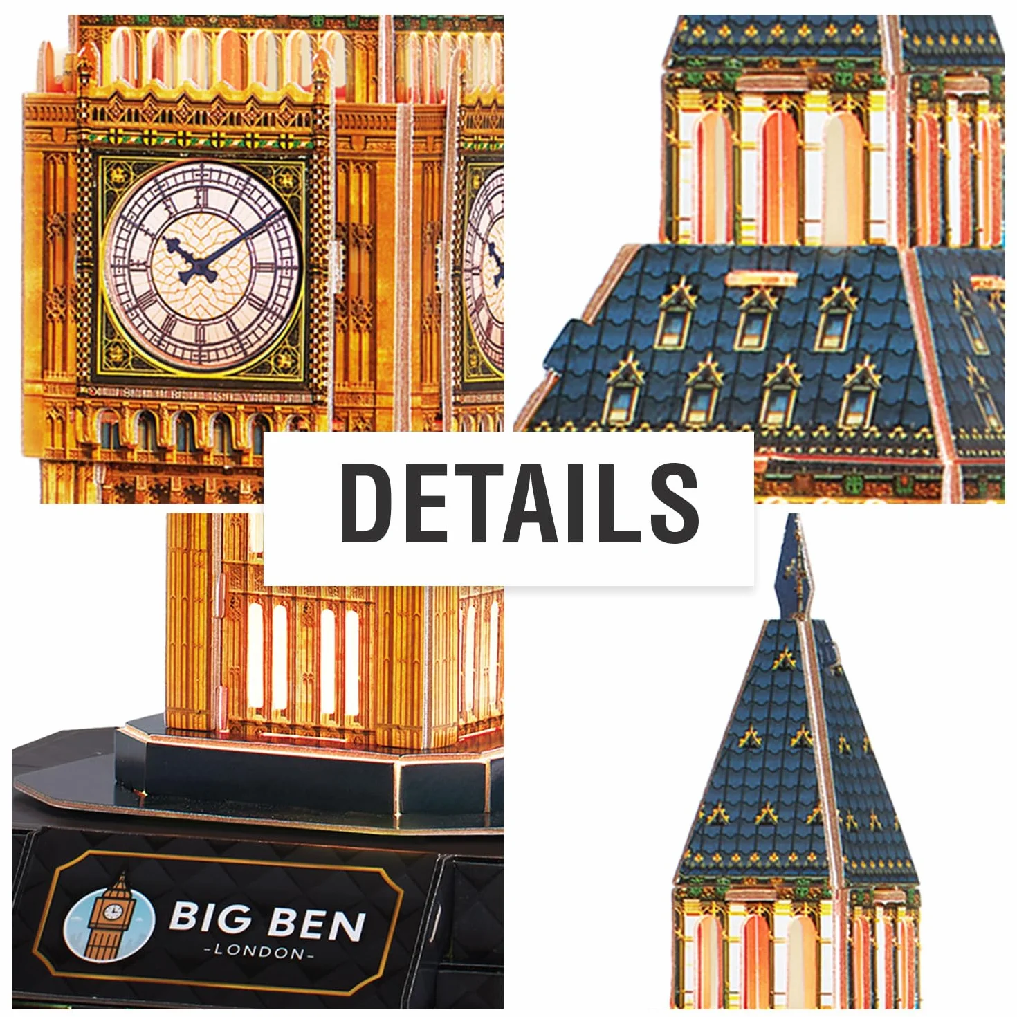 Puzzle 3D Big Ben LED 32 sztuki Prezent dla 8-letniego chłopca