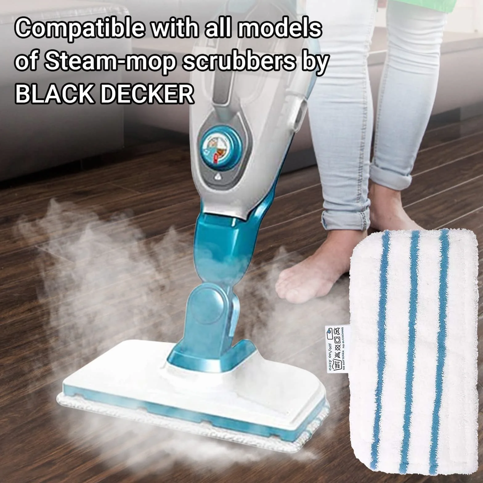 Black Decker zmywalne podkładki z mikrofibry do mopa parowego FSM1500 FSM1600 FSM1610 FSM1620 FSM1630 FSMH162