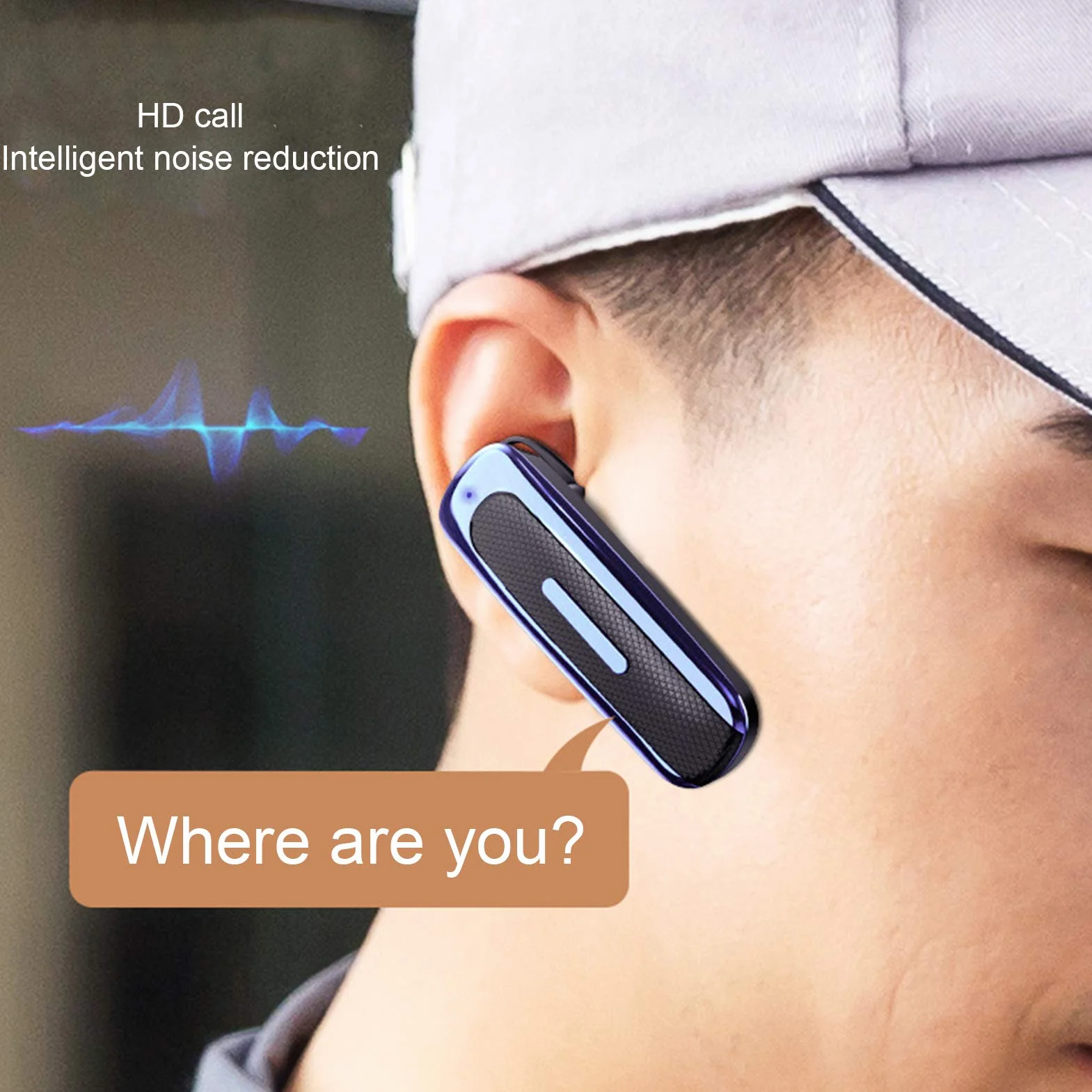 Bezprzewodowe Słuchawki Bluetooth Pojedyncze Ucho, Wielofunkcyjna Redukcja Szumów Połączenia HD, Funkcja Bluetooth, Wygodne Noszenie, do Jazdy(czarno-niebieski)