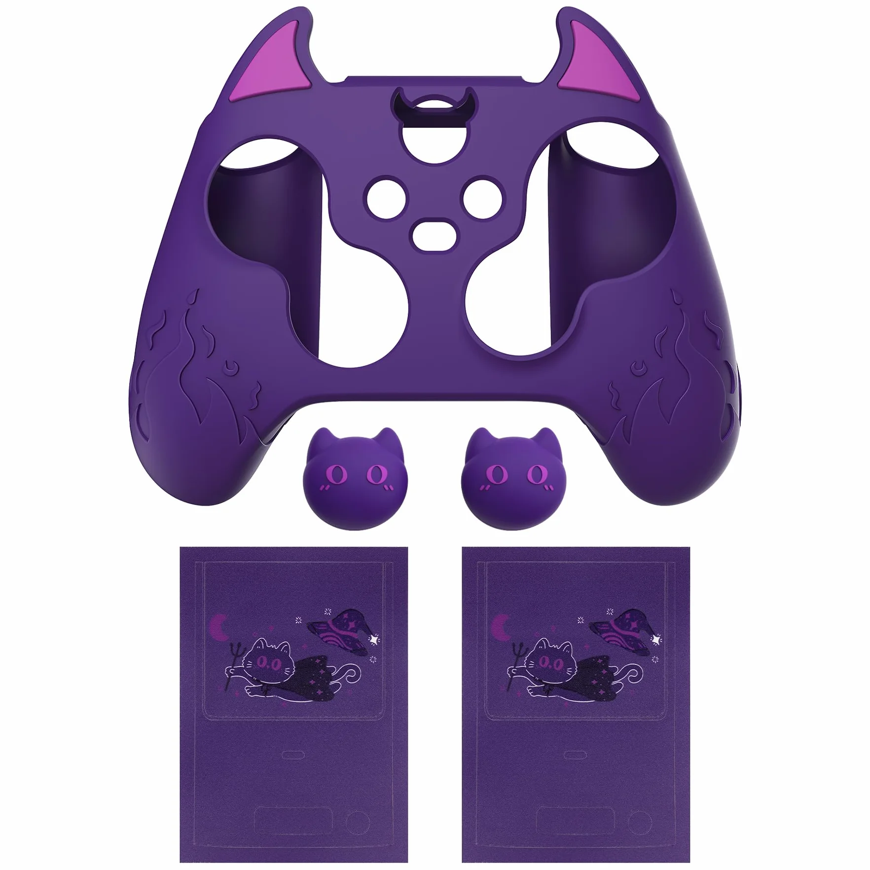PlayVital Controller Ochronny Skóra do Xbox Series X/S Cute Demon Protective Case do Xbox Core Antypoślizgowa Silikonowa Osłona z Nakładkami Kciuki & Naklejka Pokrywy Baterii-Fioletowy