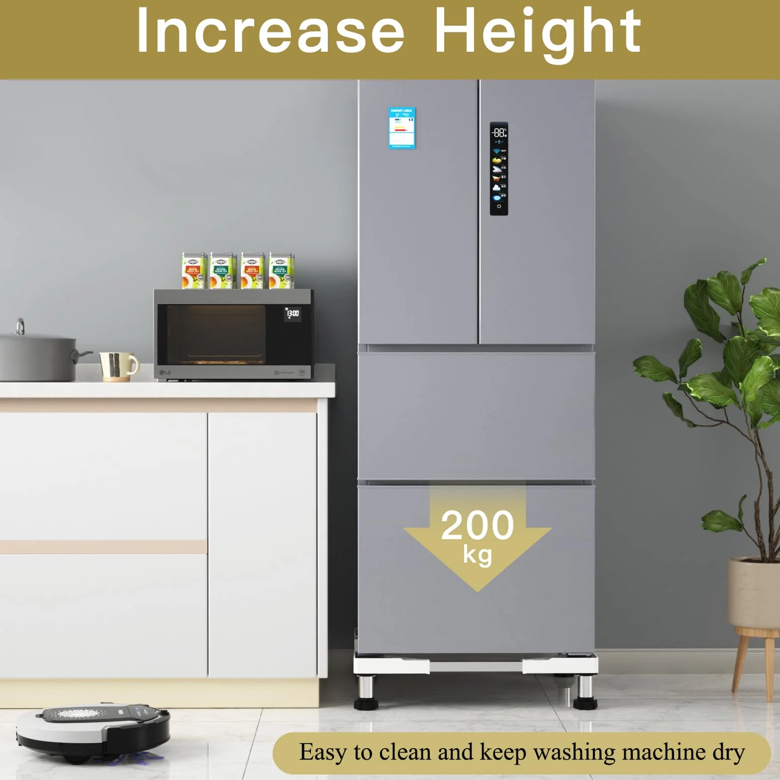 DEWEL Cokół pod pralkę nośność 250 kg szerokość 44,8–65 cm wysokość 13–17 cm