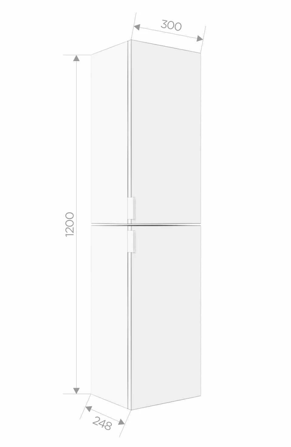 PLATAN ROOM Szafka łazienkowa, wysoka szafka łazienkowa, zestaw 2-częściowy, 60 cm, 90 cm, 120 cm, 150 cm, wisząca szafka łazienkowa z miękkim domykaniem, do łazienki, matowa – biała o wysokim
