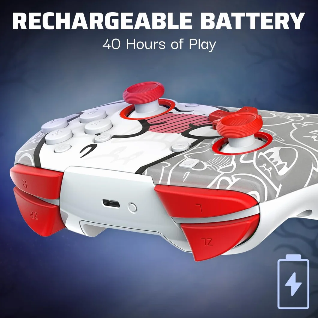 Nintendo Switch Rematch GLOW Wireless Controller Boo-Hoo Biały Czerwony 600mAh