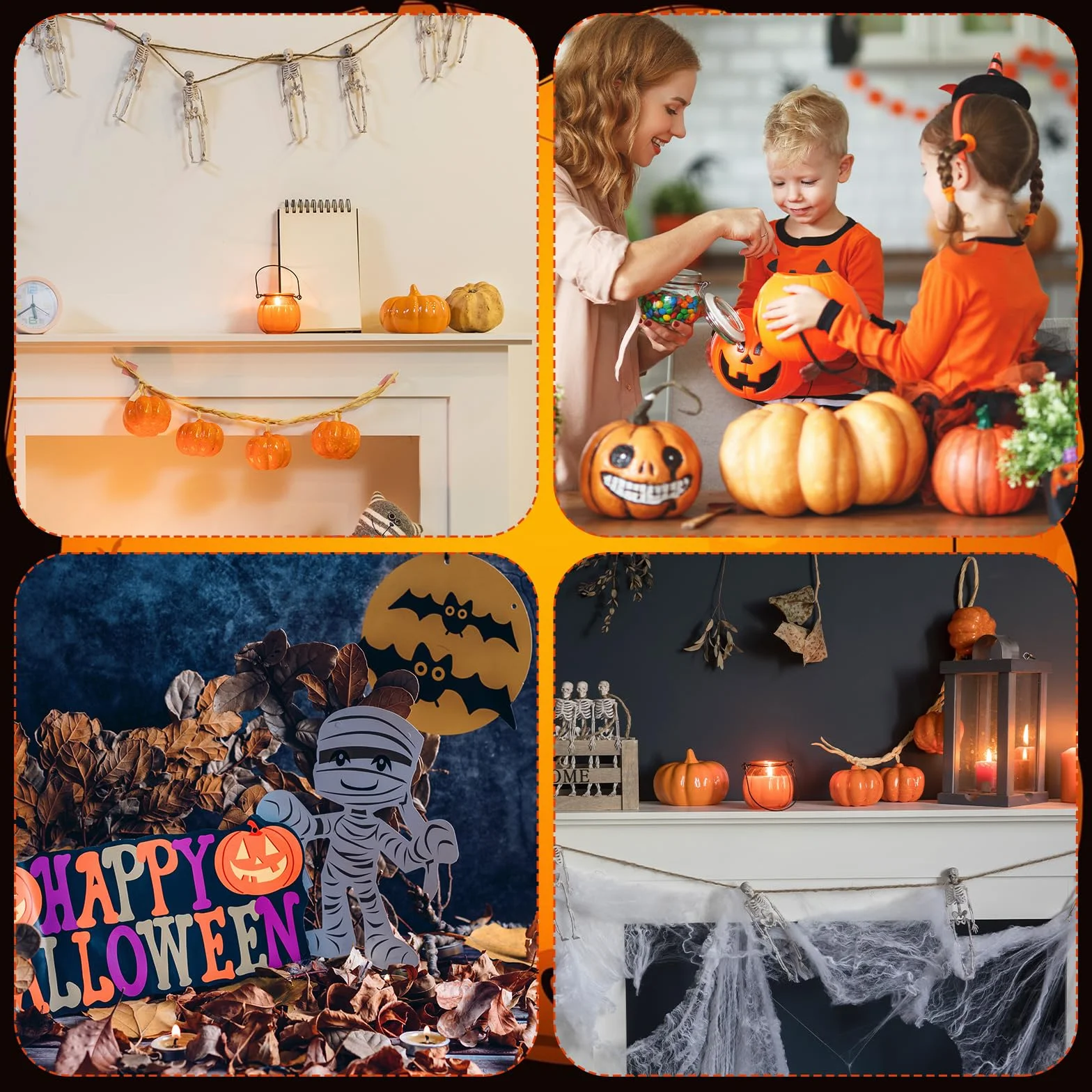 6 Szt. Swiece Dyniowe, Swiece na Halloween Slodkie Dynia Twarz Ducha z Kapeluszem Czarownicy Dekoracje na Wosk Mini Prezent Jesien Halloween Przyjecie Domowe Wystrój