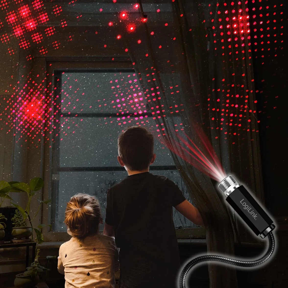 LogiLink LED016 – USB-A LED światło gwiazdkowe z 6 wzorami świetlnymi i elastyczną szyjką