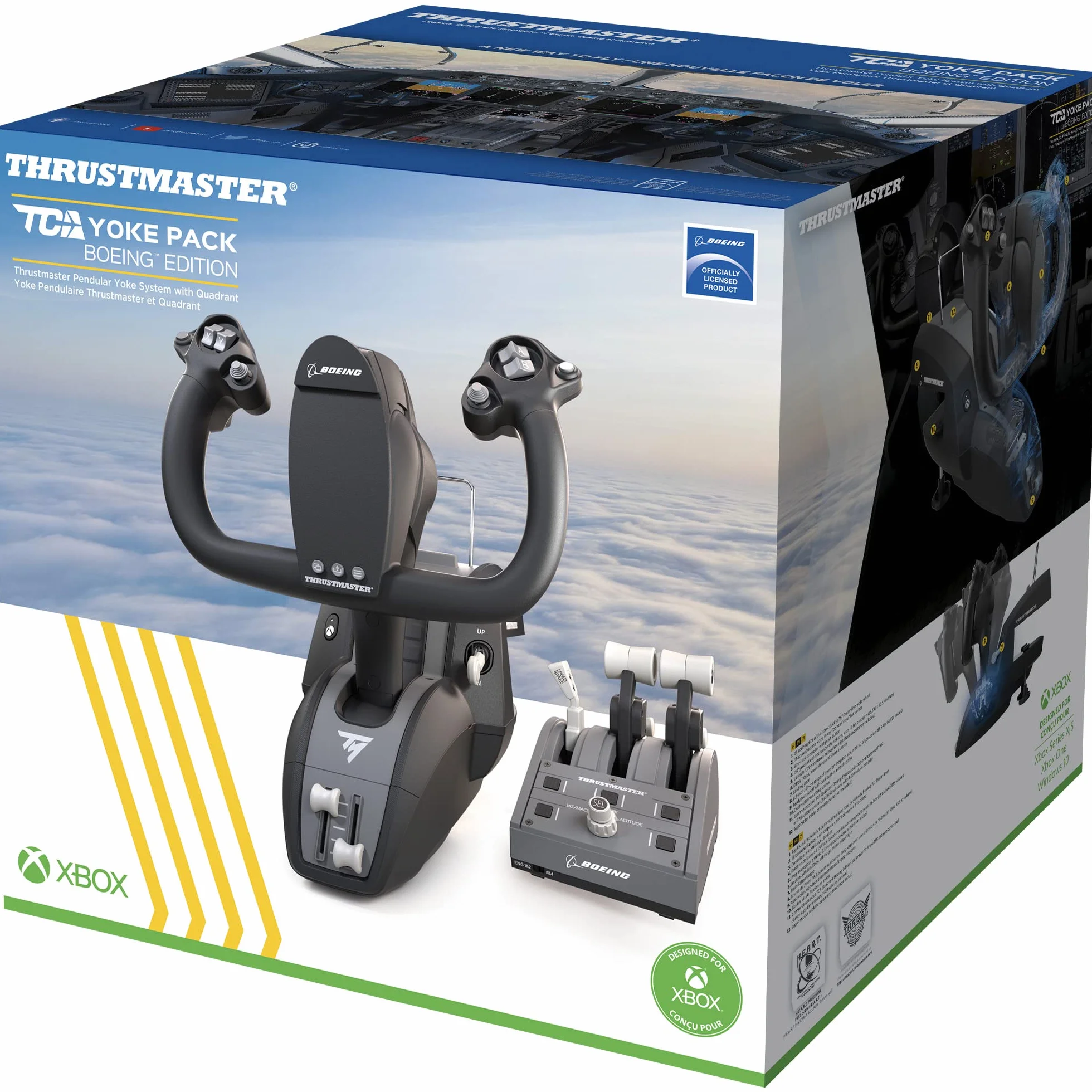 Thrustmaster TCA Yoke Pack Boeing Edition, Zestaw Wolantu i Panelu Przepustnicy, Metalowa Rama, Autopilot, Xbox i PC