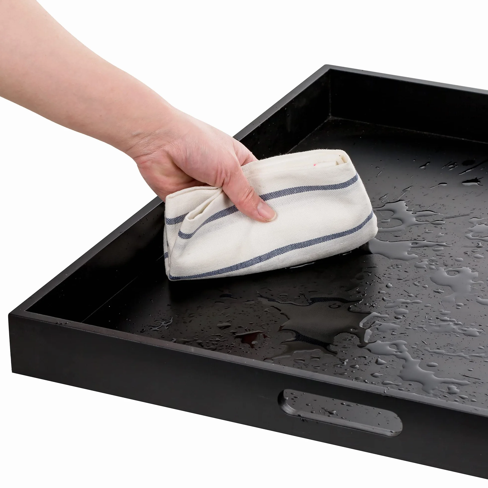Hanobe Taca drewniana duża prostokątna czarna z uchwytem 52cm do serwowania