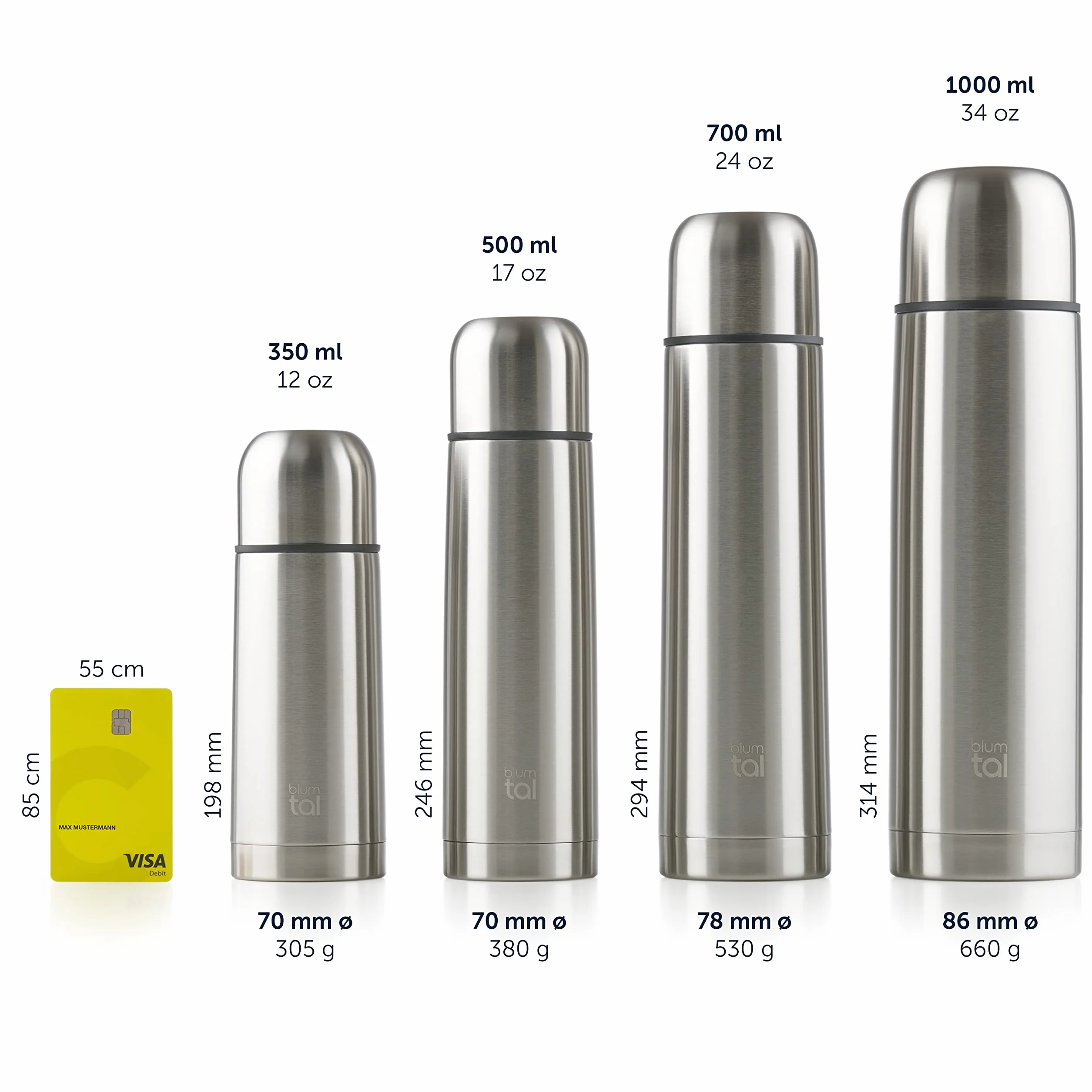 Blumtal®termos 700 ml – bez BPA, dla ciepłych i zimnych napojów, szczelna izolacyjna butelka z nierdzewnej stali – termos z kubkiem