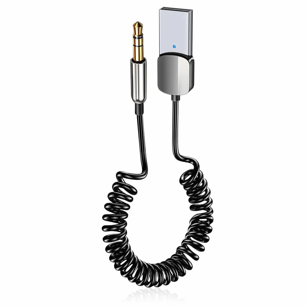 AXFEE Nadajnik-Odbiornik Bluetooth, Przenośny Adapter Bluetooth 5.0, Do Użytku z Gniazdem Audio 3,5 mm, Mini Bezprzewodowy Bluetooth Samochodowy/Samolotowy do Samolotów, TV, Głośników, Podróży