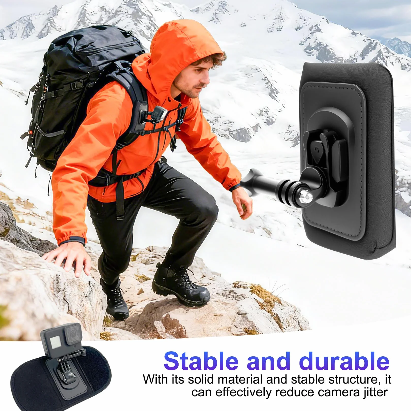 1 zestaw uchwytu paska na ramię do plecaka dla GoPro, uchwyt plecaka, uchwyt paska plecaka, system mocowania do DJI Osmo 360/Action, Insta360 X5, akcesoria do kamery sportowej