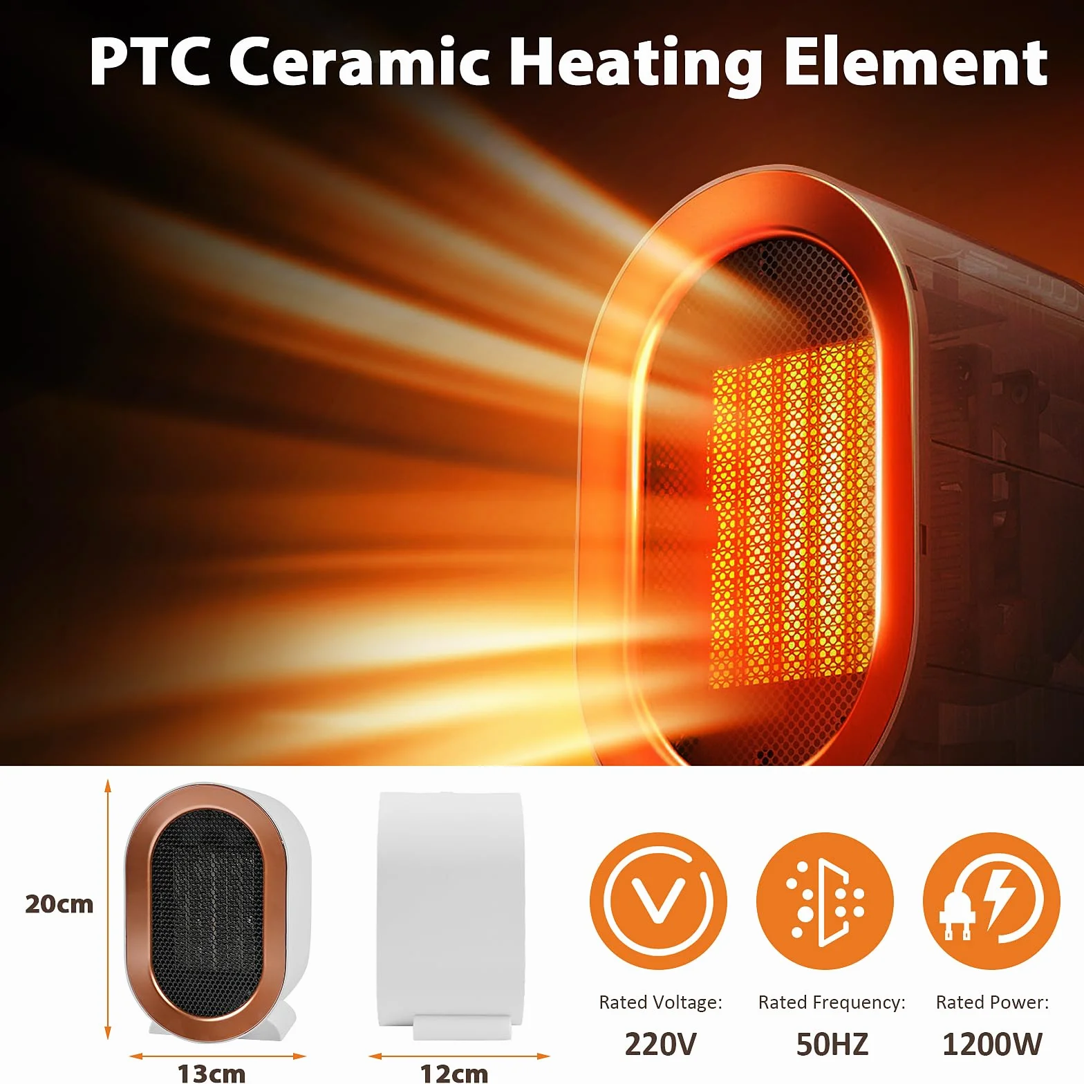 Weinsamkeit termowentylator energooszczędny, 1200 W, cichy grzejnik, ceramiczny, energooszczędny, 2 tryby pracy, ochrona przed przegrzaniem i zabezpieczenie przed przewróceniem, do łazienki, salonu