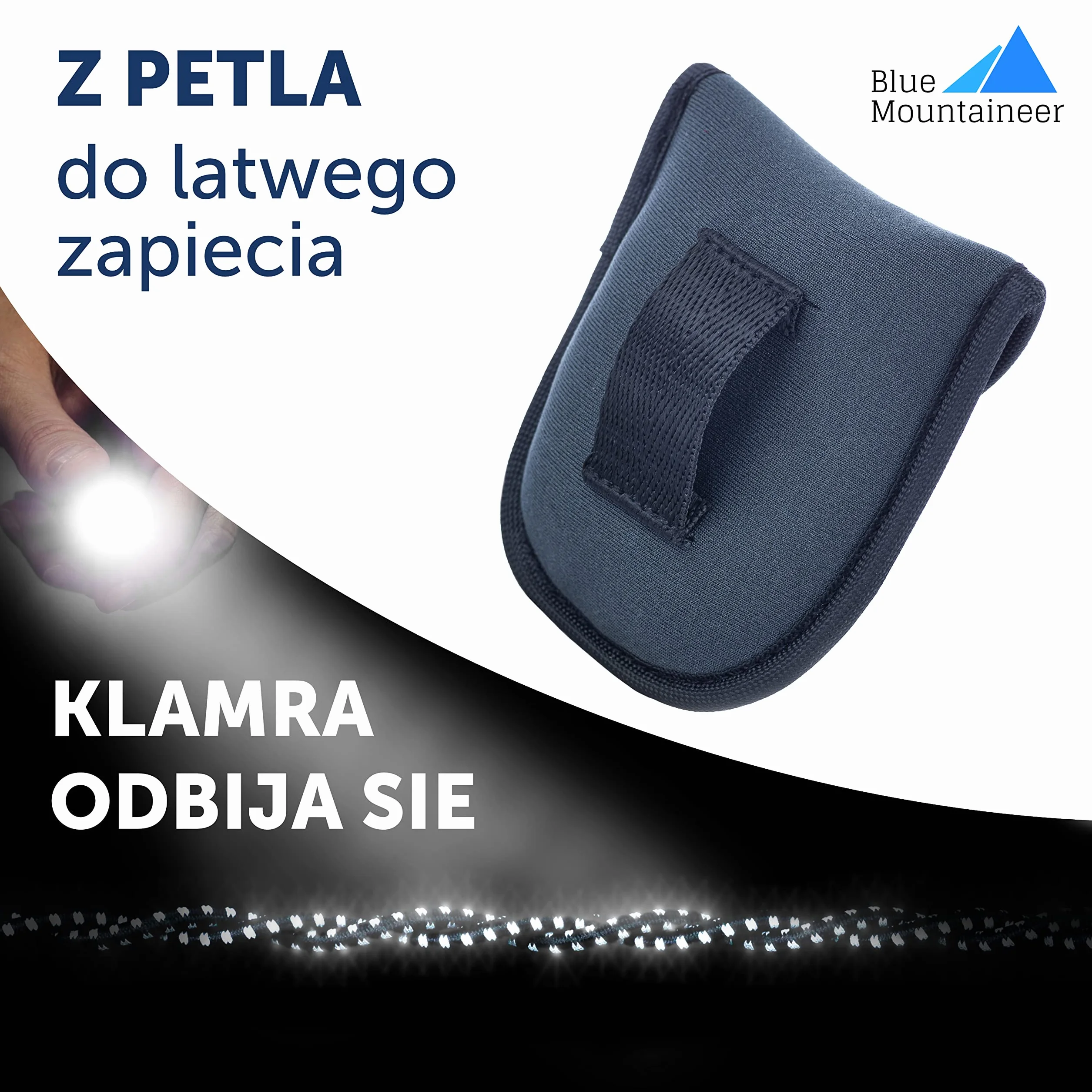 Mini linka na pranie do użytku na zewnątrz (2 m, odblaskowa) na kemping, Vanlife, kampera i balkon. Podróżna suszarka na pranie czarna