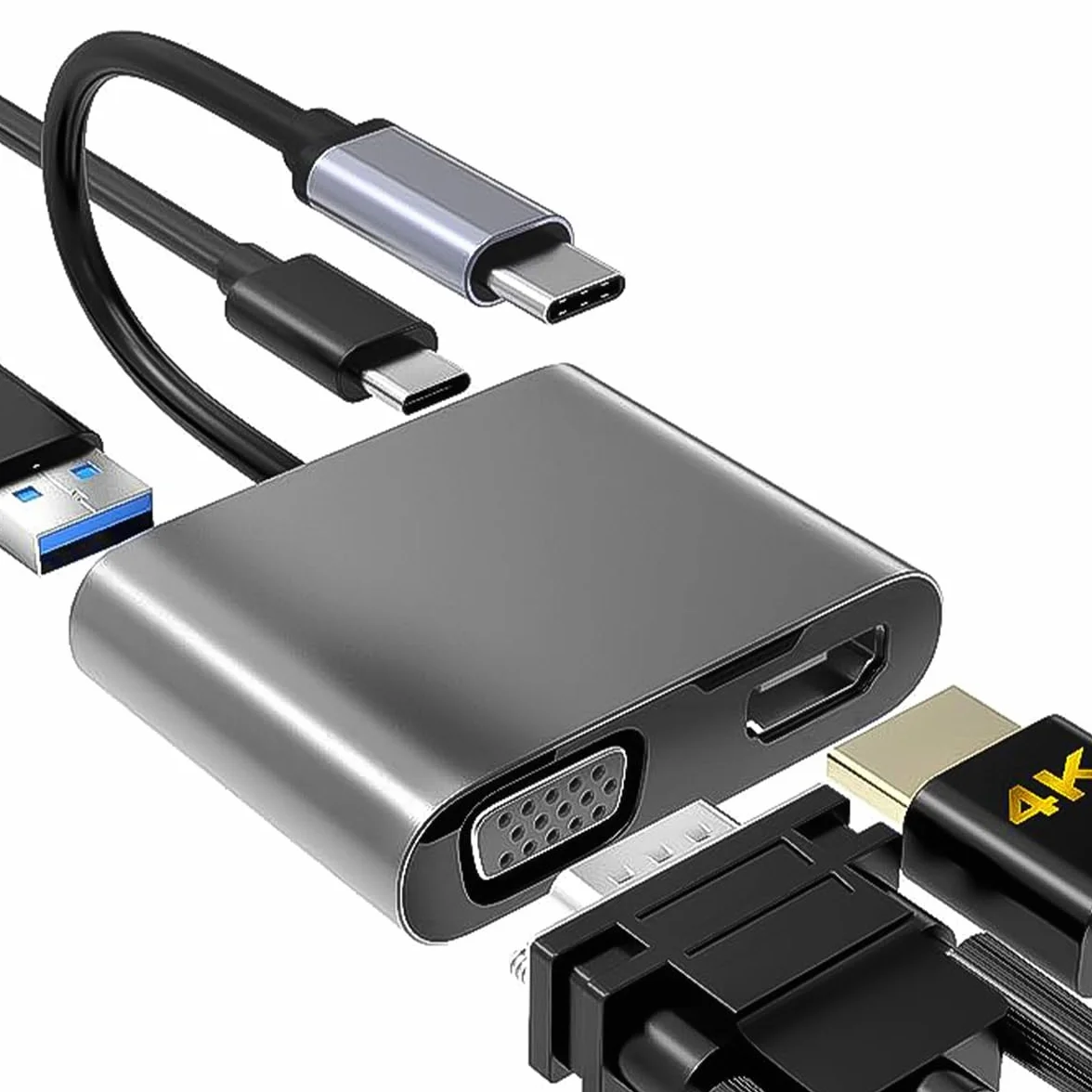 Alnicov USB typu C na HDMI VGA 2k 4K ? Adapter typu C Hub USB3.1 stop aluminium + obudowa ABS