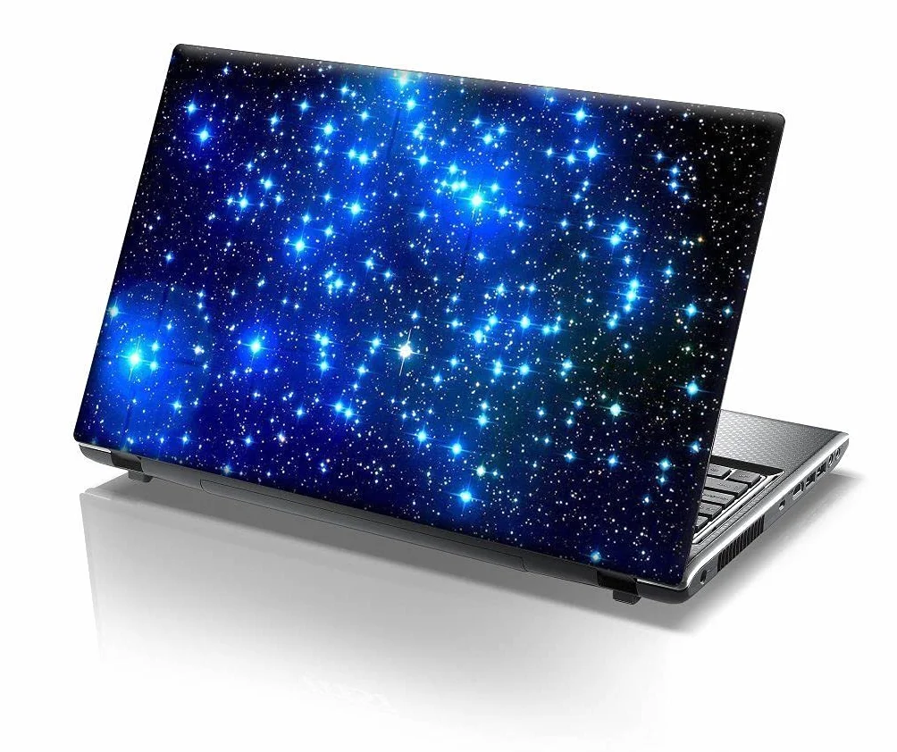 TaylorHe 39.6 cm 38.1 cm skórka na laptopa winylowa naklejka z kolorowymi wzorami i laminatem z efektem skóry Made in England niebieskie gwiazdy w kosmosie