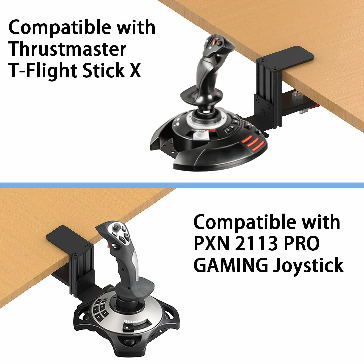 Wspornik biurkowy kompatybilny z: Thrustmaster T.Flight Hotas One/Hotas 4/Stick X, SimTask Farmstick, VelocityOne Flightstick, G Extreme 3D Pro USB Joystick, WINWING URSA MINOR Fighter/Airline Joystic