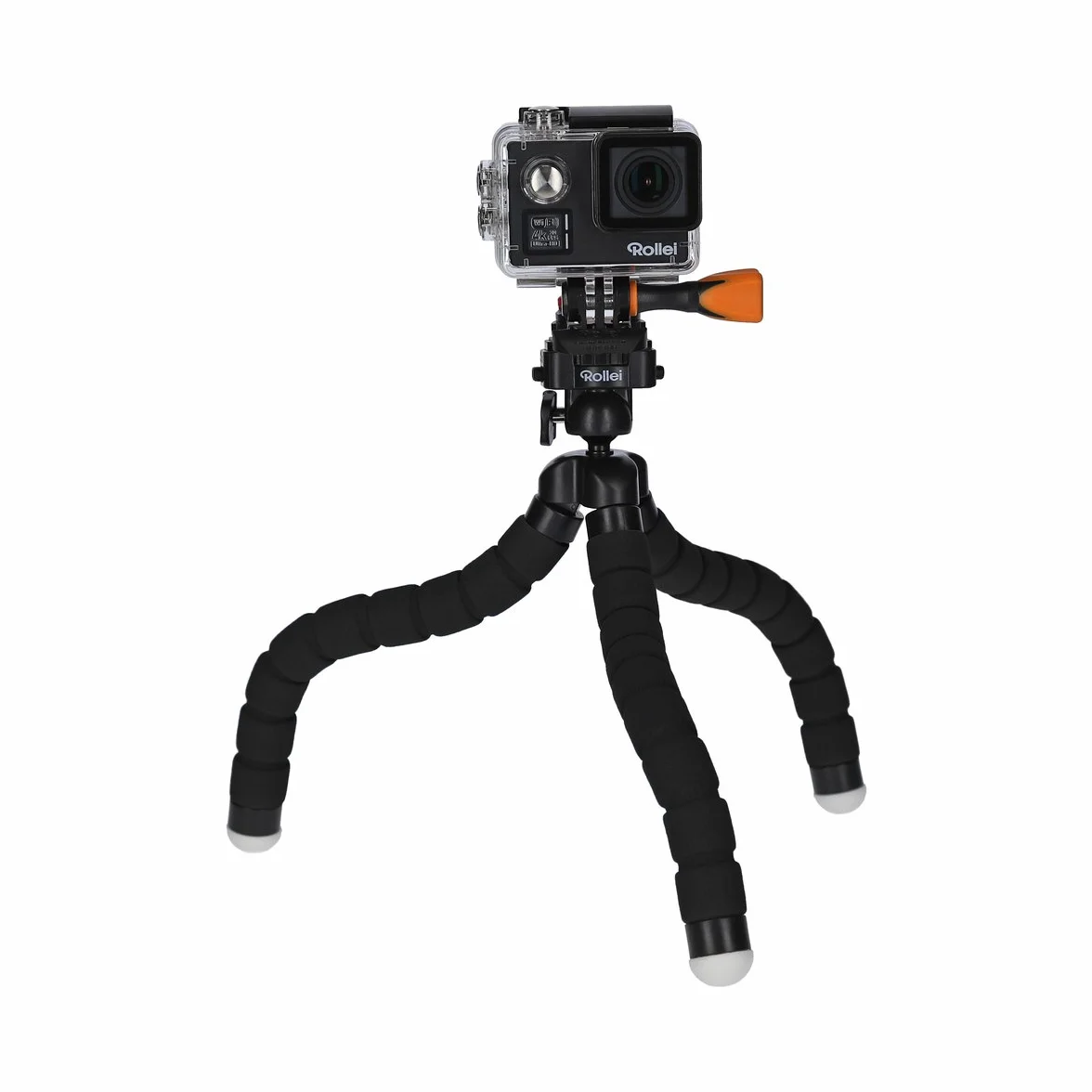 Rollei Monkey Pod - Giętki mini statyw z elastycznymi nogami, maks. wysokość 27 cm - w zestawie głowica kulowa, antypoślizgowe gumowe nóżki i płytka szybkiego montażu - czarny