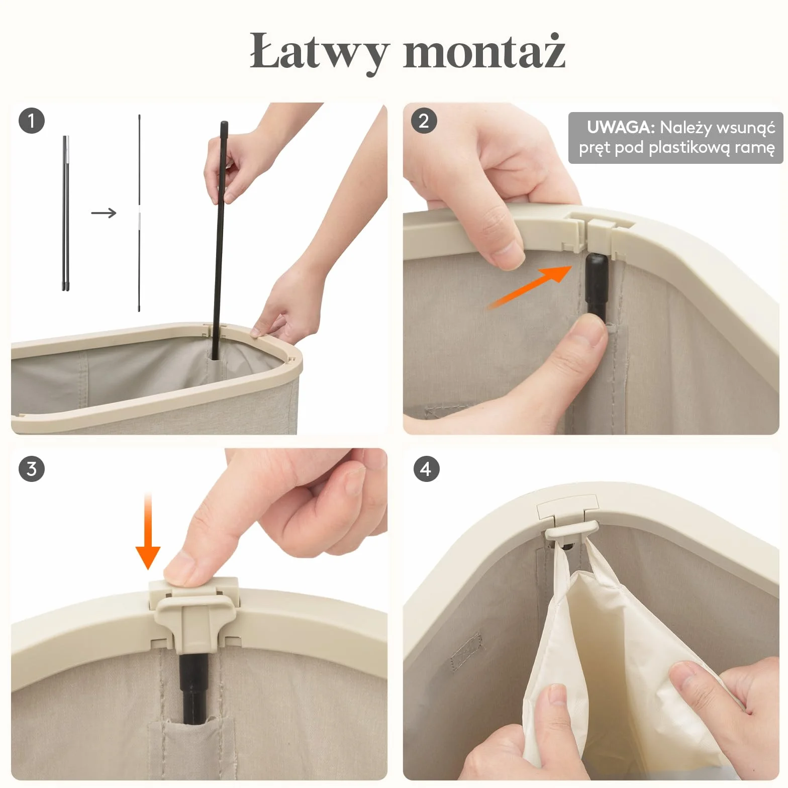 Lifewit Kosz na Pranie z Pokrywą, Wąski Kosze na Pranie z Plastikowymi Uchwytami i Wyjmowaną Torbą, Składany Wysoki Kosz do Pralni, Sypialni, Łazienki i Akademika, 75 L, Beżowy