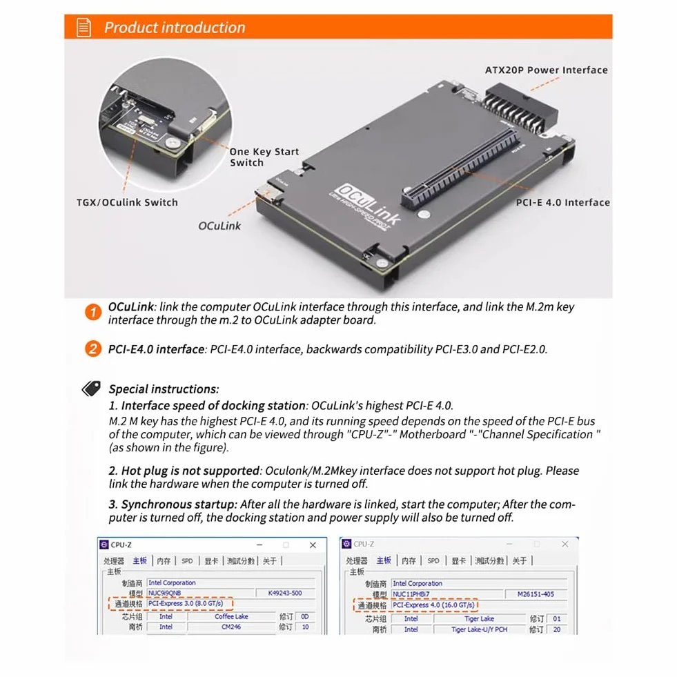 OCuP4V2 OCuLink GPU Dock NVME M.2 do OCulink Adapter do laptopa Mini PC na zewnętrzną kartę graficzną z