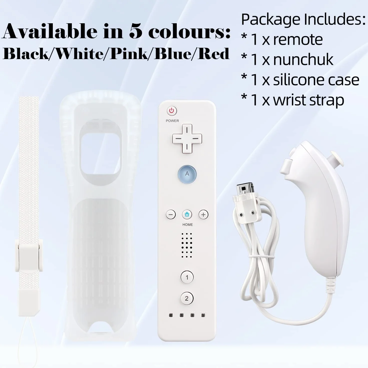 OSTENT Zdalny Sterownik Czujnika Ruchu + Przewodowy Nunchuck Combo do Konsoli Nintendo Wii - Kolor Biały