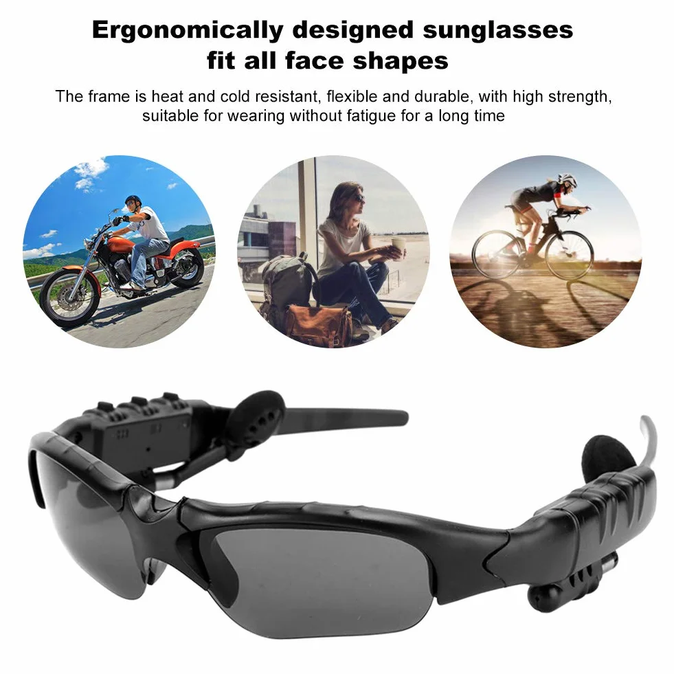 Bezprzewodowe Okulary Przeciwsłoneczne Bluetooth, Okulary Przeciwsłoneczne z Dźwiękiem Stereo do Uprawiania Sportów na świeżym Powietrzu, Redukcja Szumów, Odtwarzanie Muzyki, Słuchawki, Materiały Eksp