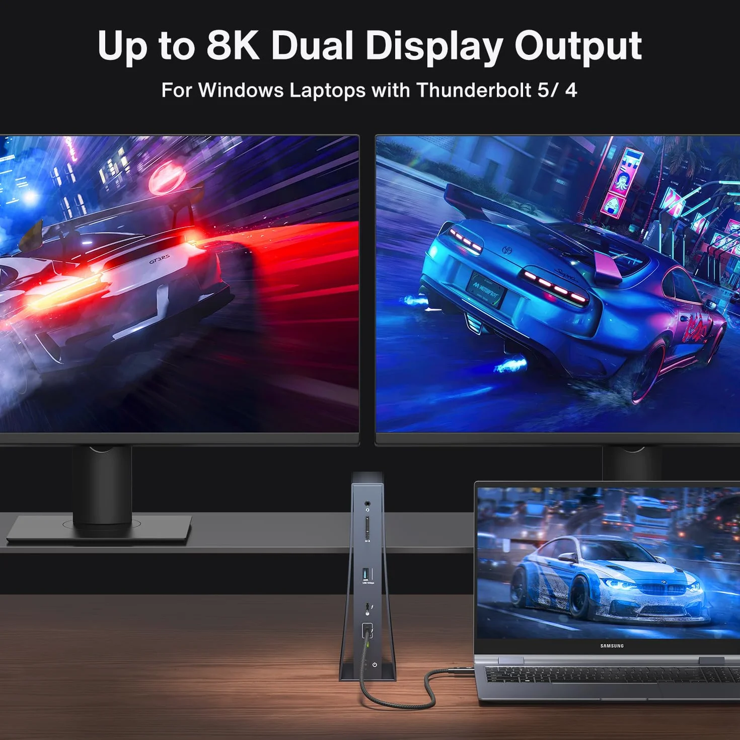 iVANKY Certyfikowana przez Intel pionowa stacja dokująca Thunderbolt 5 Dock, FusionDock Pro 3 Docking Station z podwójnym 6K@60Hz dla MacBook M/Pro/Max, Dual 8K@60Hz dla Windows TB5, 180W, 120 Gbit/s