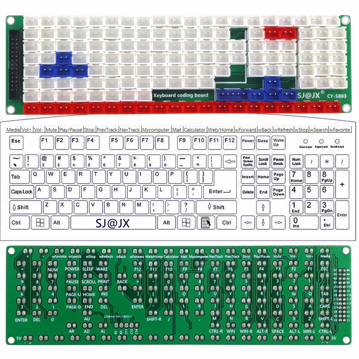 SJ@JX Development Keyboard Encoder Board Game Controller DIY LED USB Encoder 104 Keys Arcade Kit