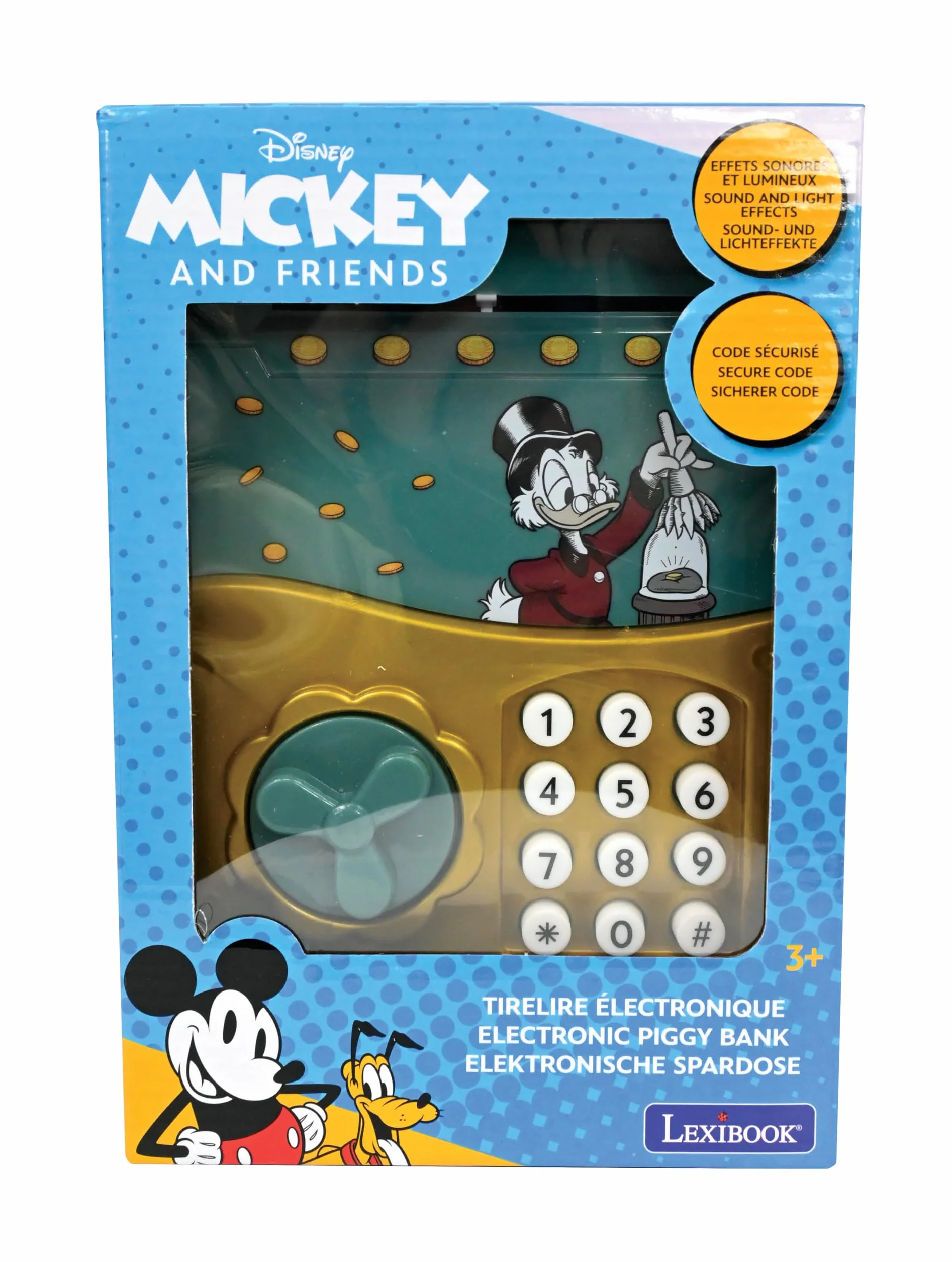 Lexibook, Disney Classics, Elektroniczna Skarbonka SknerUS, Efekty Dźwiękowe i Świetlne, 9 Utworów Muzycznych w Zestawie, Zielony, Żółty, JG150SC