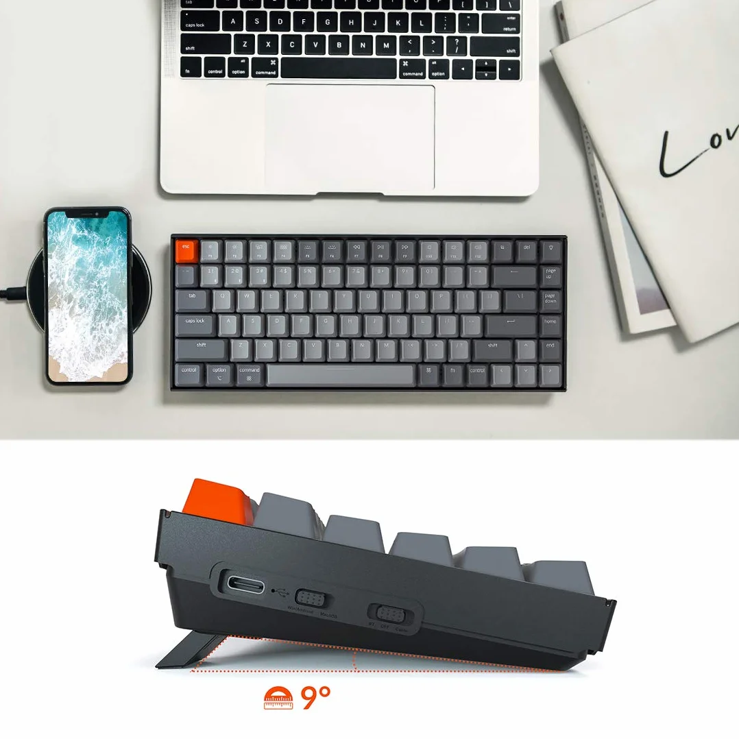 Keychron - K2 Wireless Mechanical Keyboard - Bezprzewodowa Klawiatura Mechaniczna Białe Brown