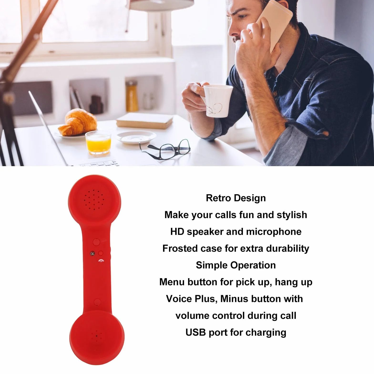 Bezprzewodowa Słuchawka Telefoniczna w Stylu Retro, Przewodowe Słuchawki Odporne na Promieniowanie Słuchawki, Klasyczne Bezprzewodowe Słuchawki Telefoniczne Bluetooth w Stylu