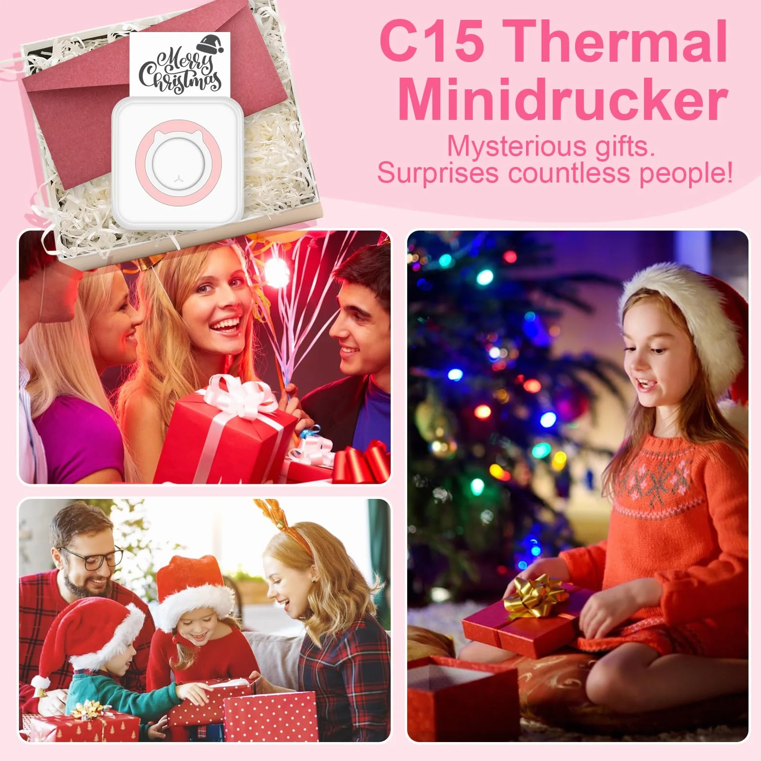 GuKKK Mini drukarka, mobilna drukarka fotograficzna, przenośna mini drukarka fotograficzna, bezprzewodowa drukarka fotograficzna, drukarka Bluetooth, pomoc w nauce, notatki, dziennik, notatki