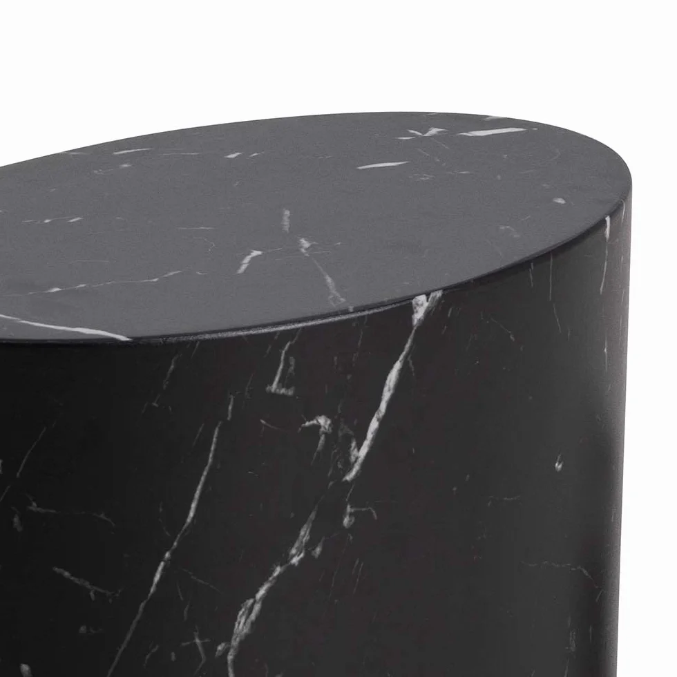 AC Design Furniture Rico stolik kawowy w kolorze czarnym o wyglądzie marmuru, zestaw 2 sztuk, nie zajmują dużo miejsca, owalne stoliki pomocnicze do salonu, nowoczesne stoliki składane, szer.: 48 x