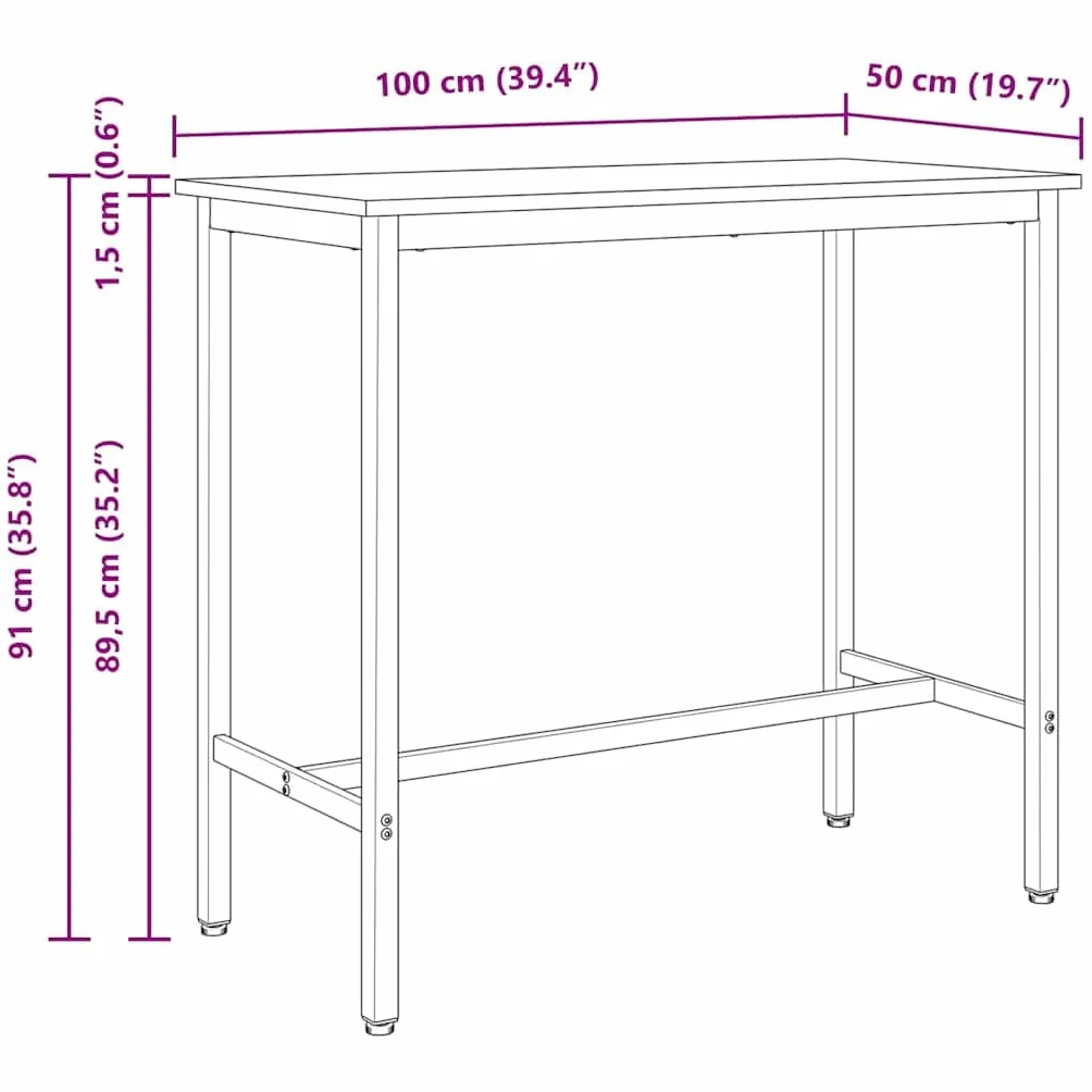 vidaXL stół Naturalny 100 x 50 x 91 cm Drewno inżynieryjne i stal, Nowoczesny stół, regulowana wysokość, eleganckie biurko, funkcjonalny mebel do domu, stylowa powierzchnia