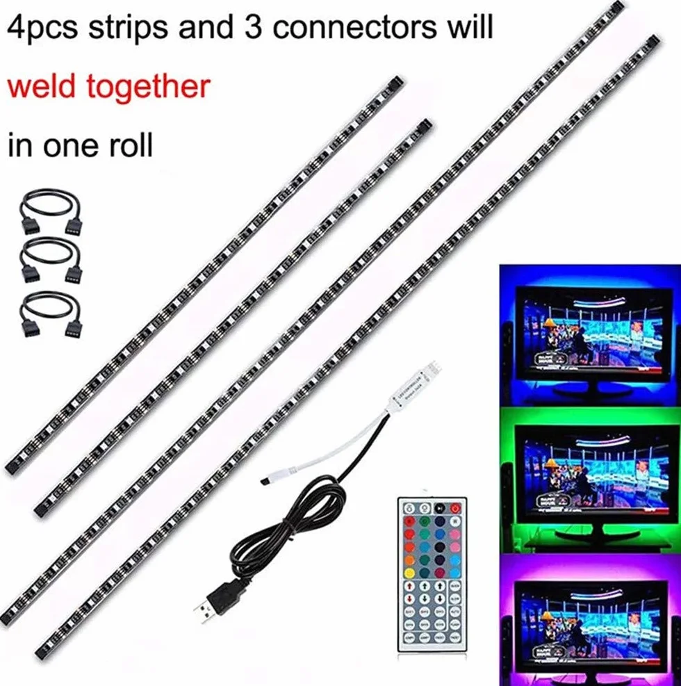 DC 5 V kabel USB pasek LED lampa SMD 5050 TV tło zestaw oświetlenia biurko tło lampa do telewizora komputerowego ekran wyświetlacza wielokolorowa osłona