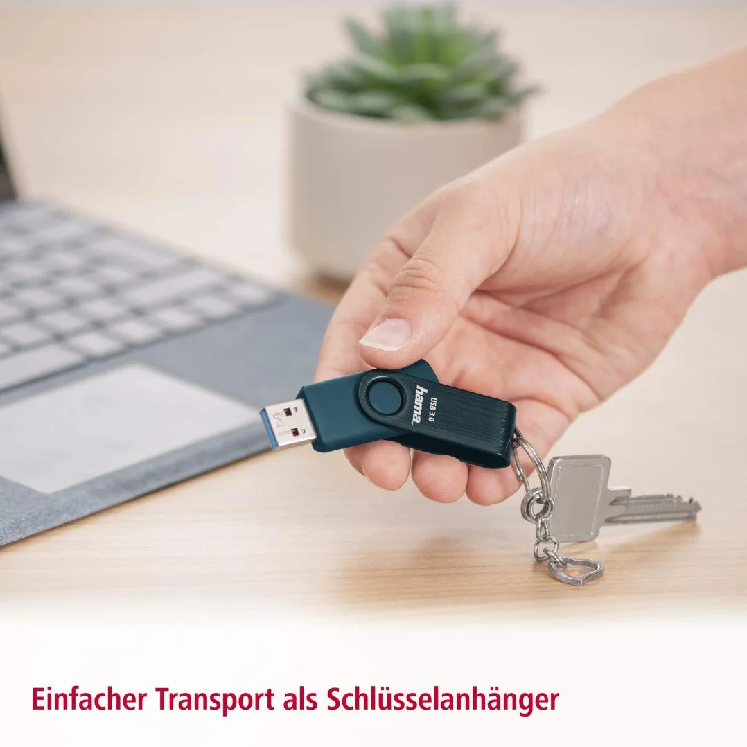Hama pendrive dysk USB A 3.0 (64 GB, 64GB, pamięć flash, 70 MB/s, metalowy, przenośny, zewnętrzny) niebieski