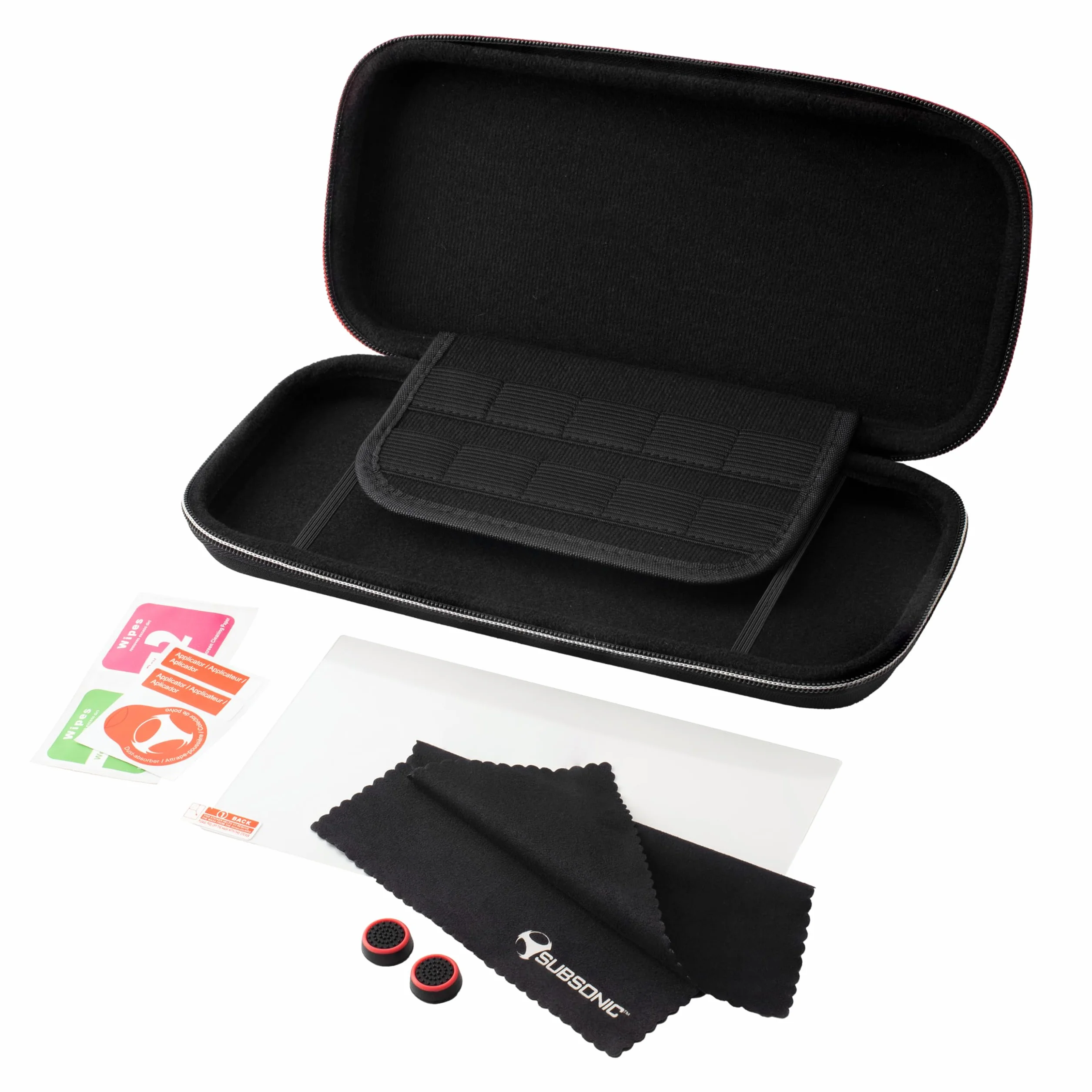 Subsonic - Subsonic Zestaw akcesoriów Nintendo Switch 2 5 w 1 z torbą, osłona ekranu ze szkła hartowanego do przełącznika 2, uchwyty do joysticków, zestaw do czyszczenia, ściereczka z mikrofibry