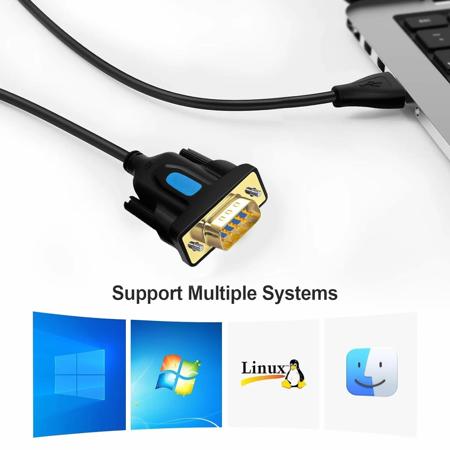 DTECH Adapter USB na szeregowy DB9 RS232 kabel Prolific Chip PL2303 DB9 wtyczka kabel kompatybilny z Windows 11 10 8 7 Mac Linux (2M)